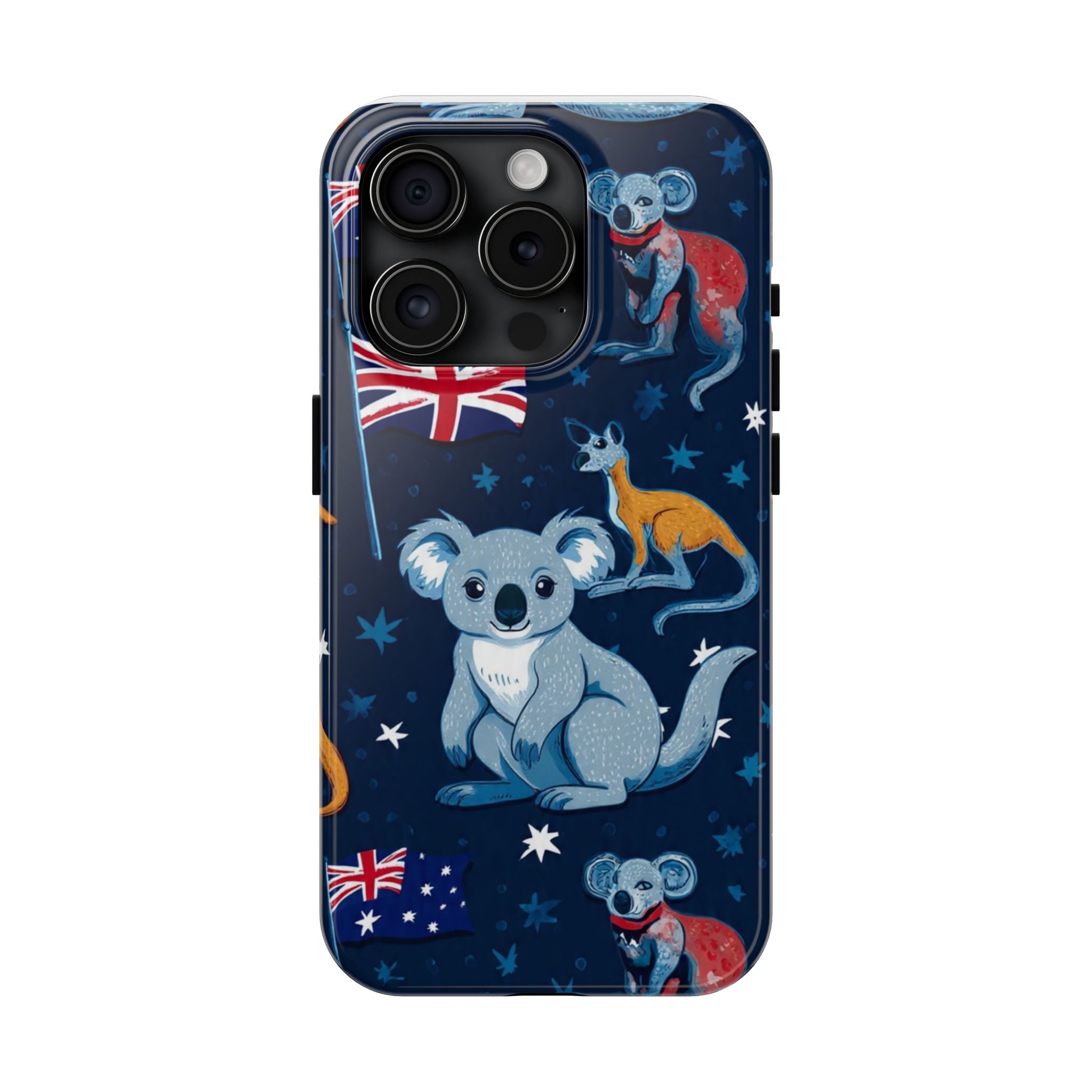 Australian Wildlife Tough Phone Case — Koala & Kangaroo Flag Design
