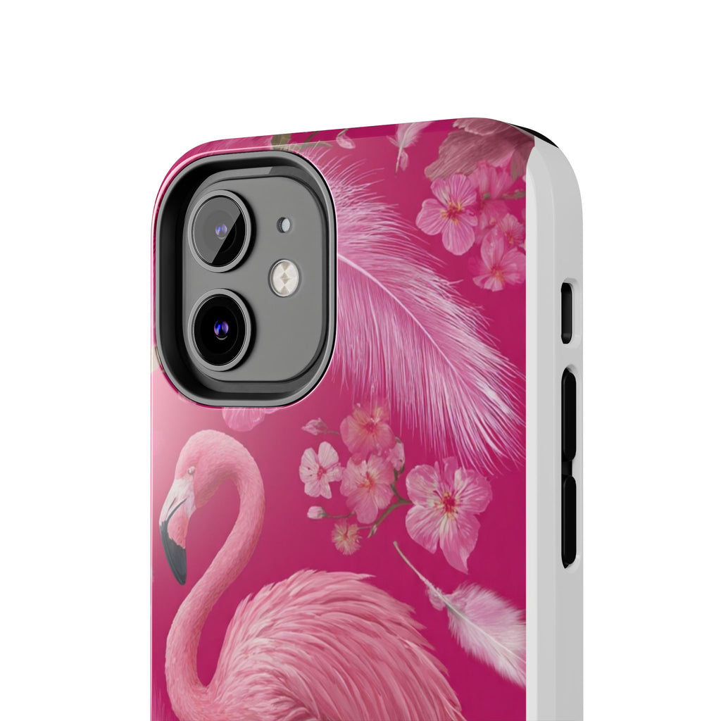 Flamingo Floral Tough Phone Case — Pink Tropical Feather Design