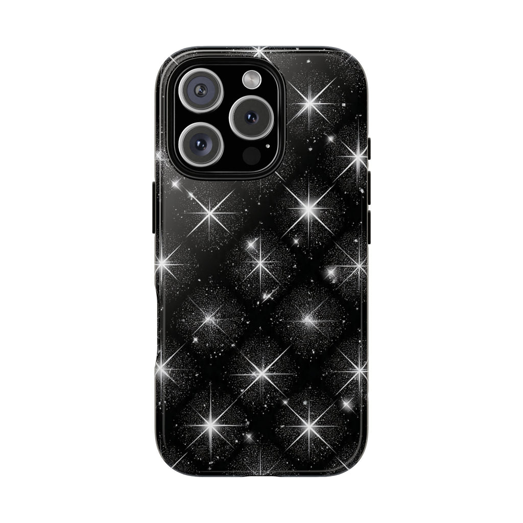 Galaxy Sparkle Tough Phone Case — Black Starfield Protective Cover