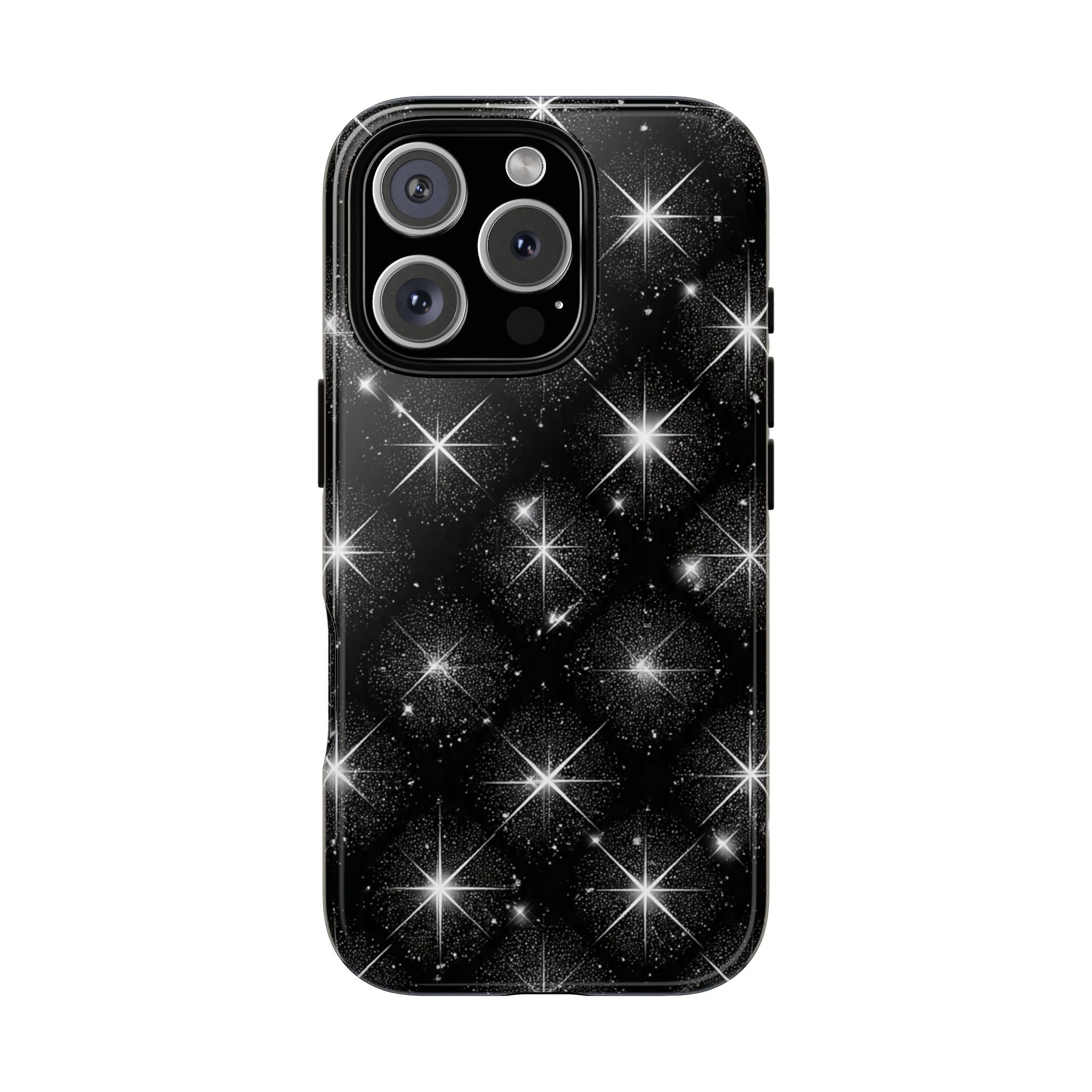 Galaxy Sparkle Tough Phone Case — Black Starfield Protective Cover