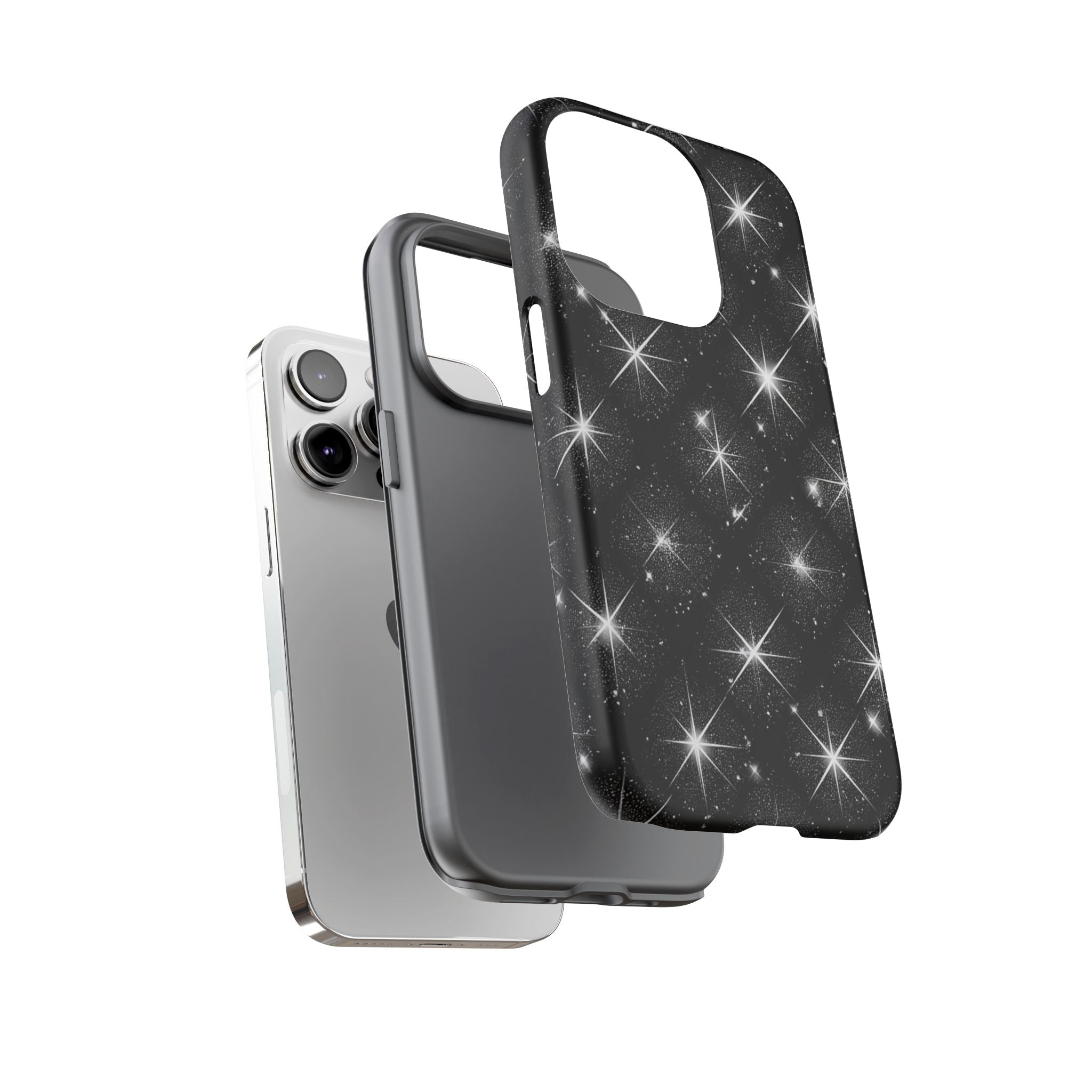 Galaxy Sparkle Tough Phone Case — Black Starfield Protective Cover
