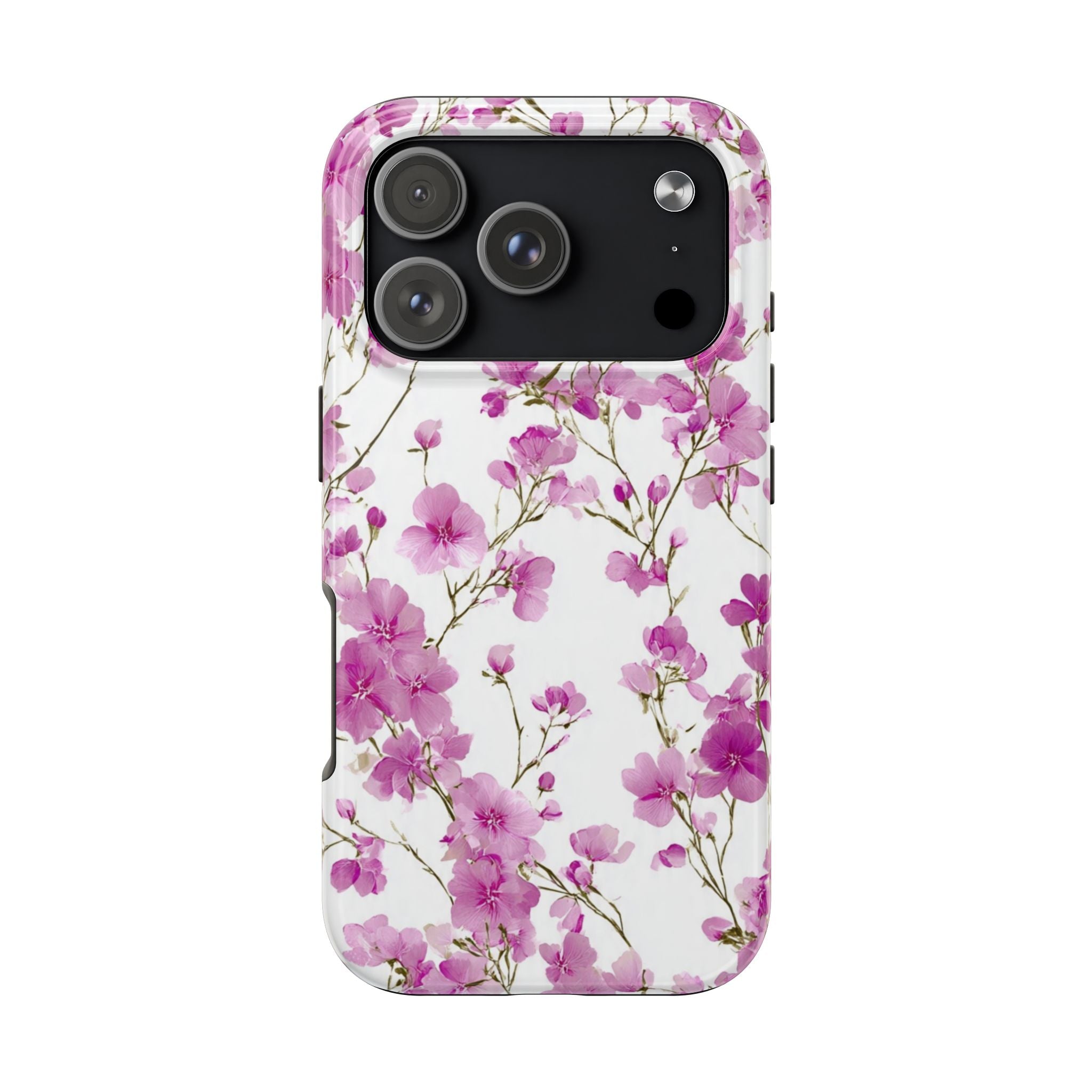 Floral Pink Blossoms Tough Phone Case — Durable Protective Phone Cover with Watercolor Cherry Blossom Design