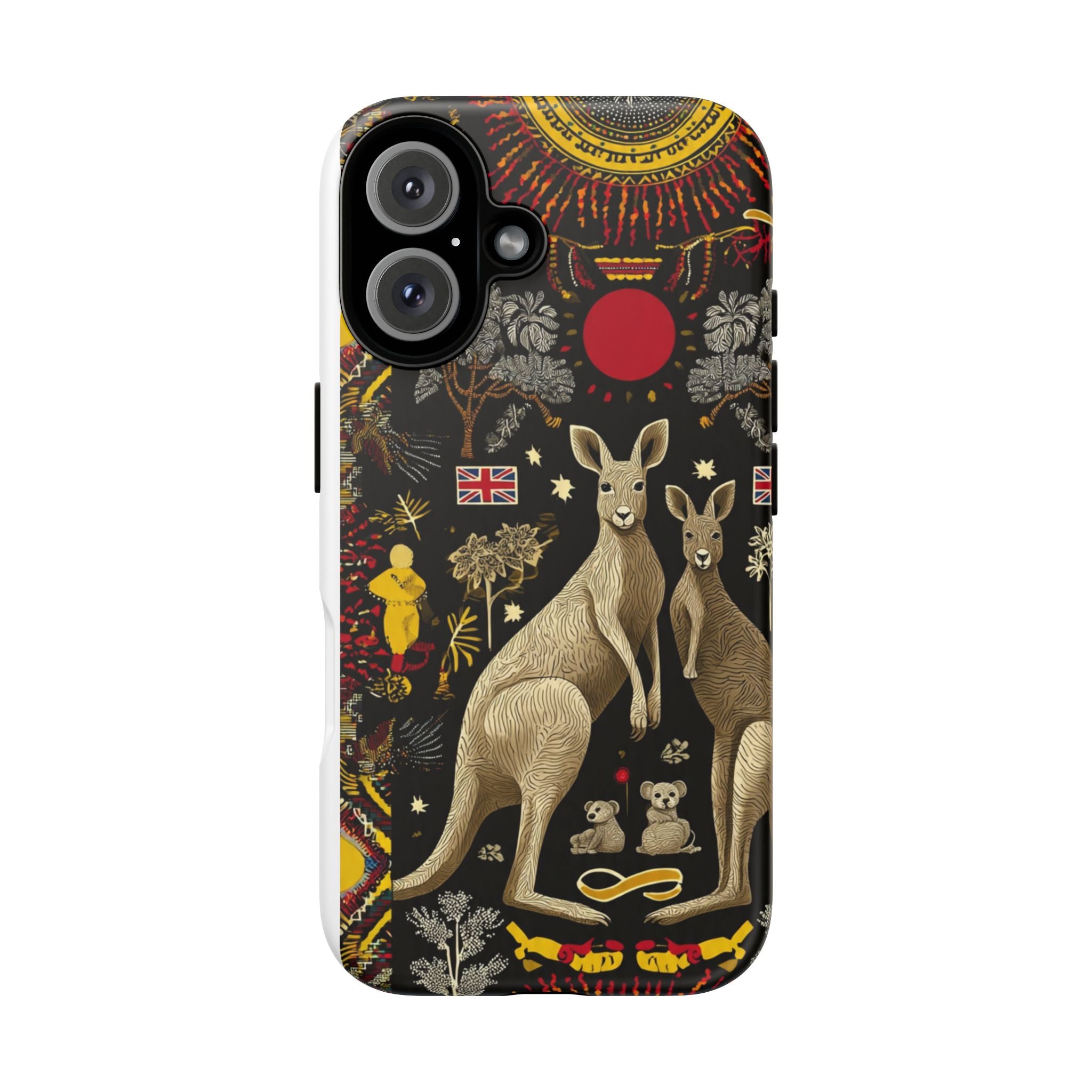 Kangaroo Family Floral Tough Phone Case — Protective Australia Wildlife Design