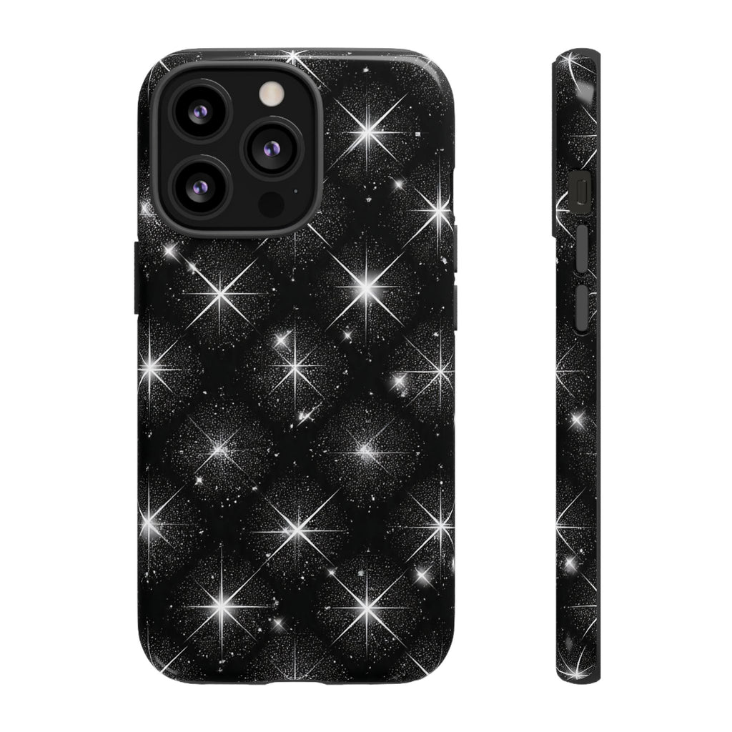 Galaxy Sparkle Tough Phone Case — Black Starfield Protective Cover