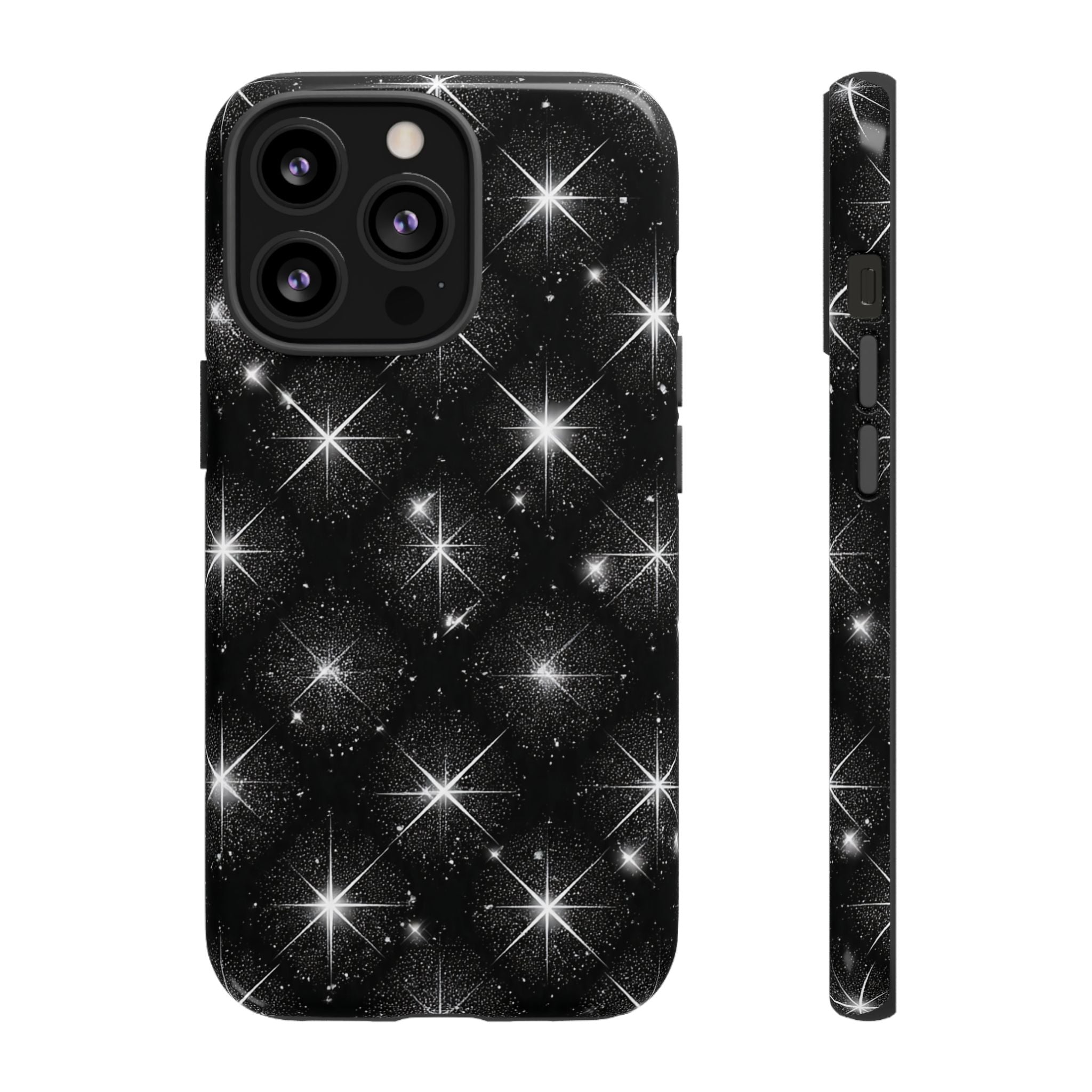 Galaxy Sparkle Tough Phone Case — Black Starfield Protective Cover