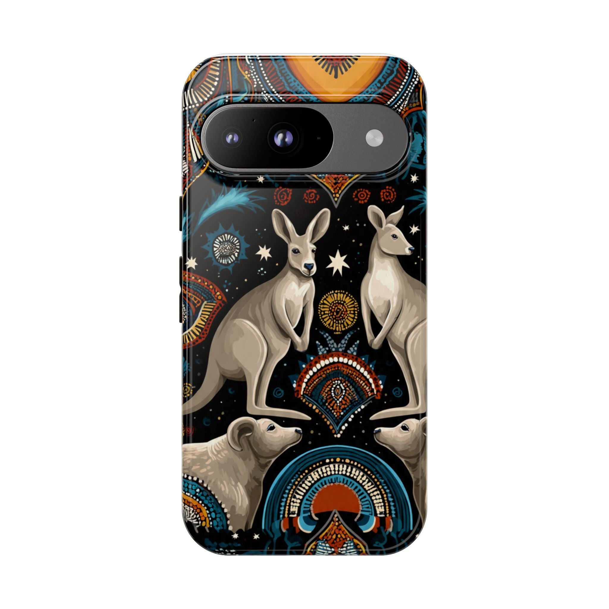 Kangaroo & Boomerang Tough Phone Case — Australian Wildlife Pattern