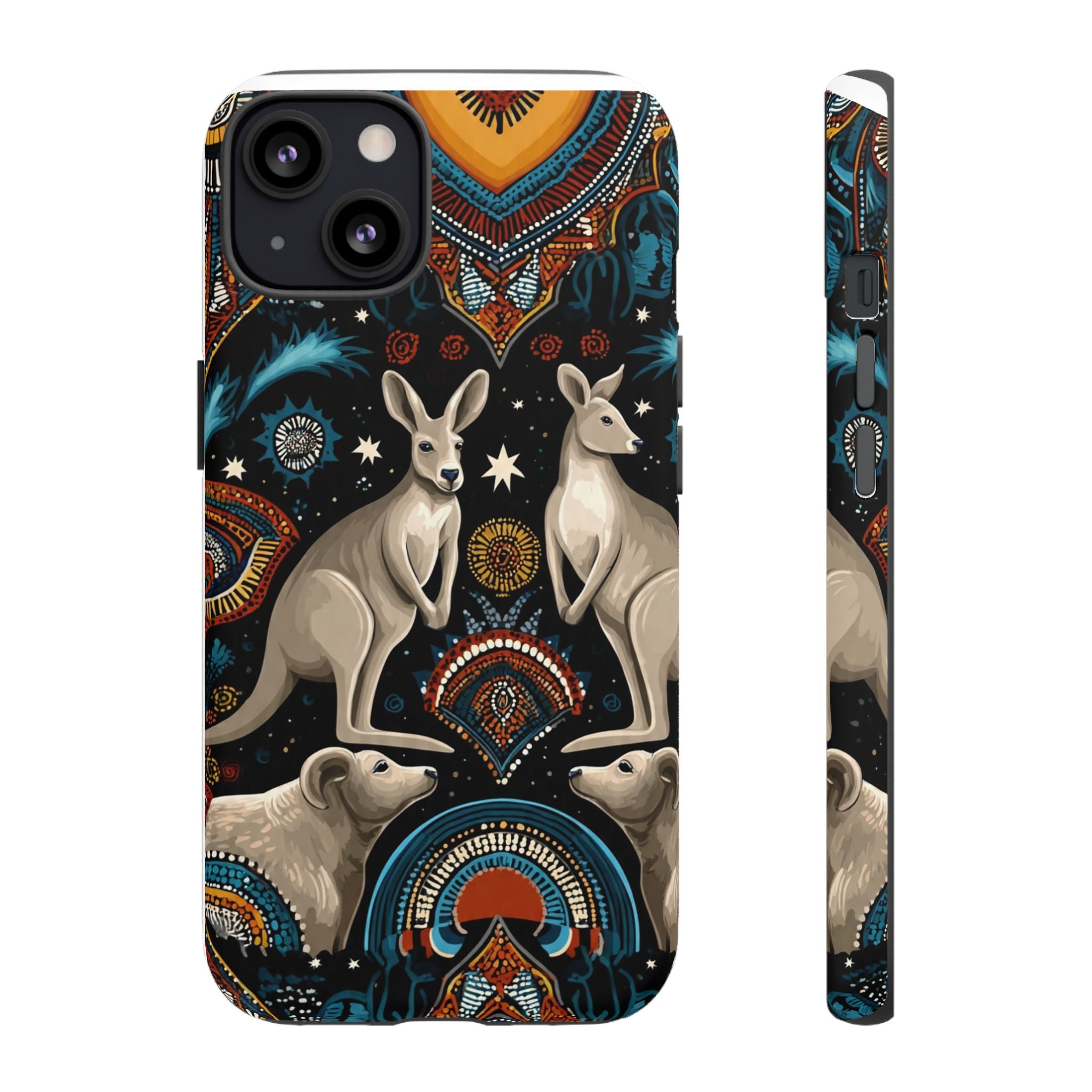 Kangaroo & Boomerang Tough Phone Case — Australian Wildlife Pattern