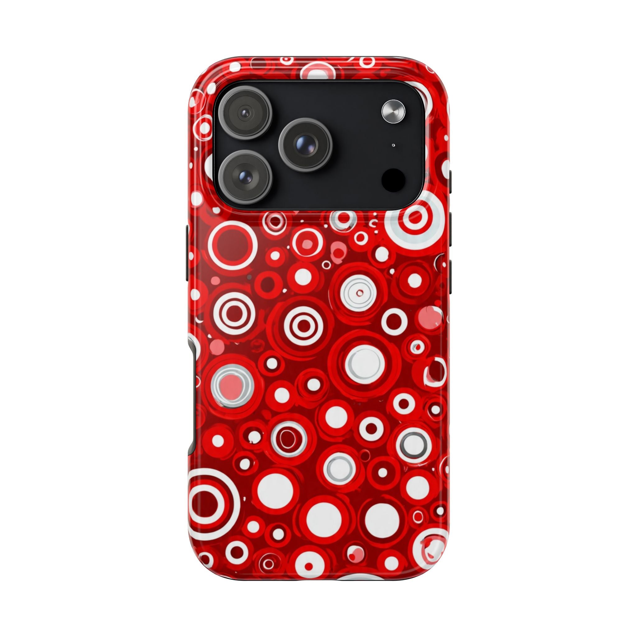 Red Retro Circles Tough Phone Case — Durable Shockproof Protective Cover