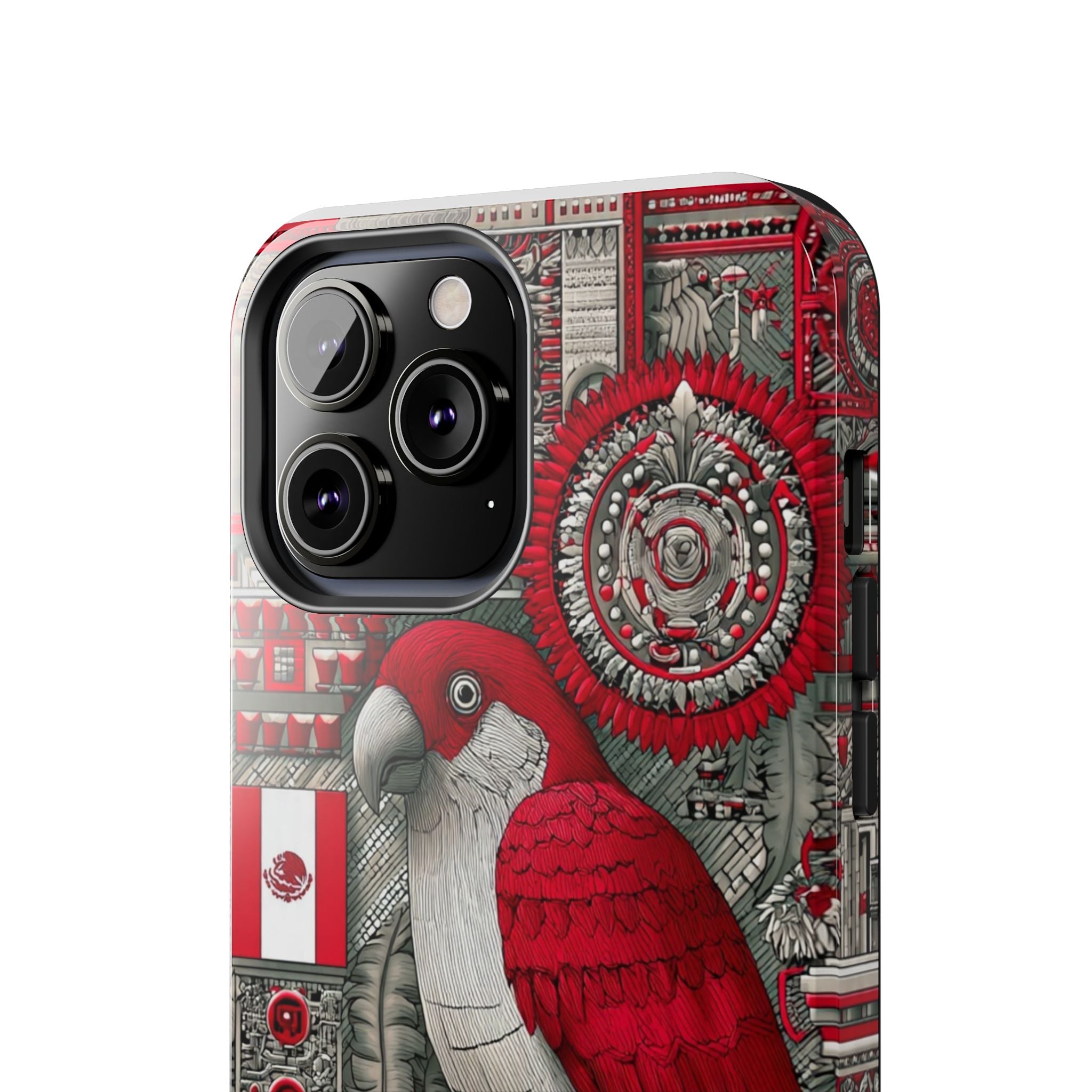 Tough Phone Case — Red Parrot Graphic Impact-Resistant Phone Cover