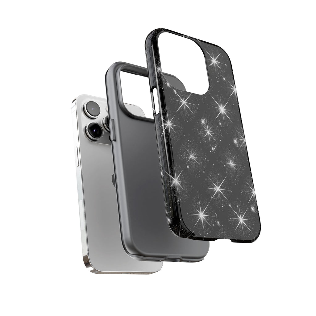 Galaxy Sparkle Tough Phone Case — Black Starfield Protective Cover