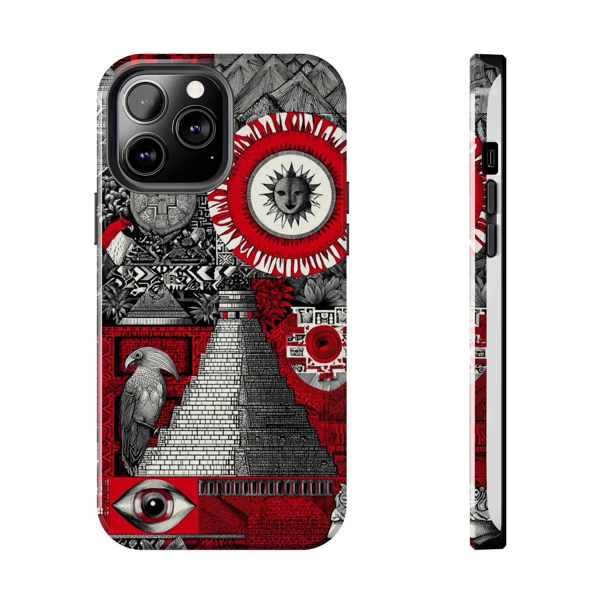 Tough Phone Case — Red Inca Pyramid Collage (Sun & Raven)