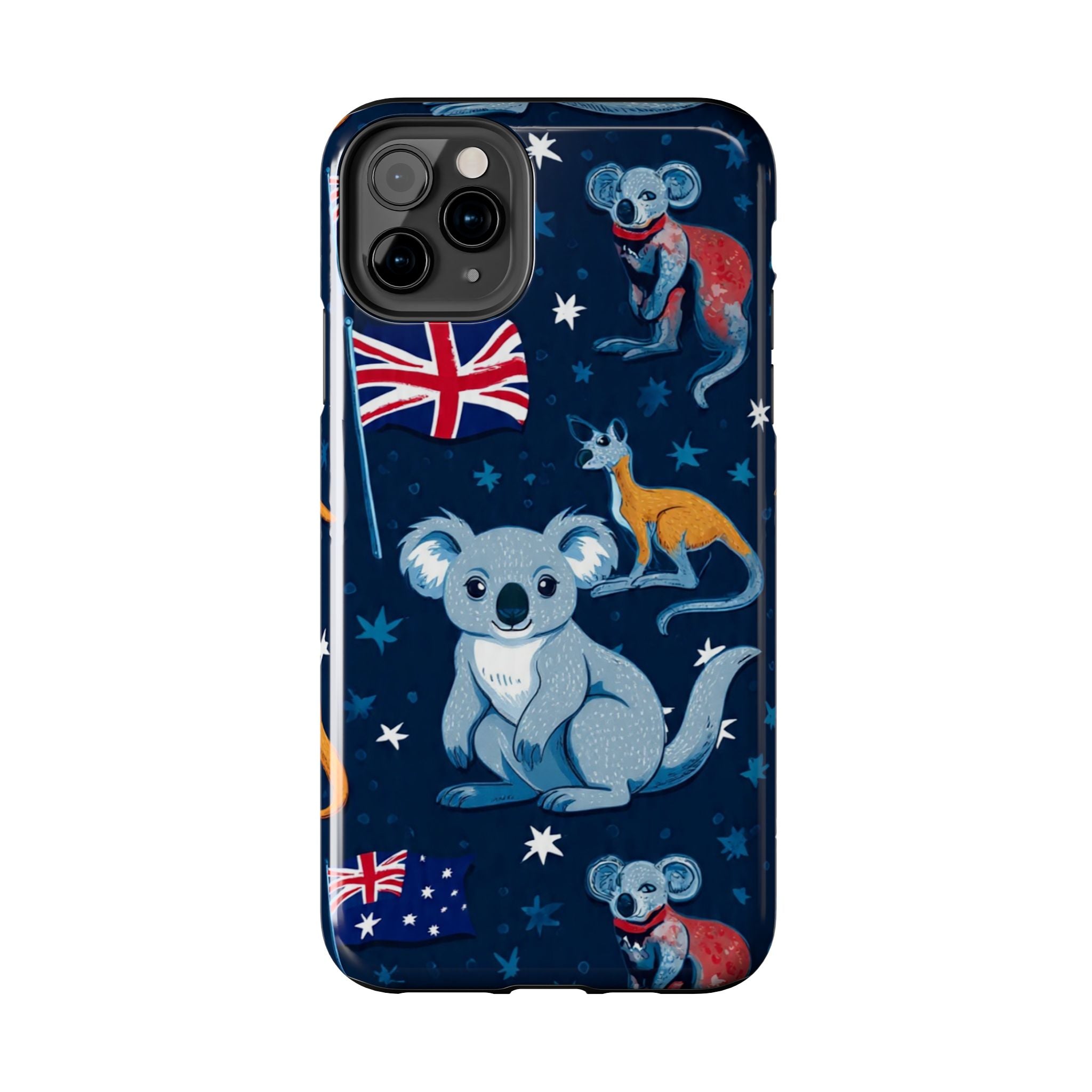 Australian Wildlife Tough Phone Case — Koala & Kangaroo Flag Design