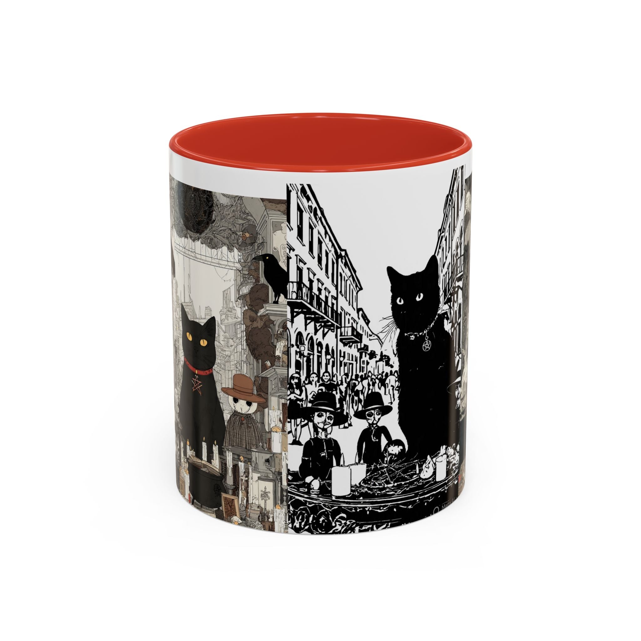 Black Cat Vintage Street Art Coffee Mug — 11/15oz Accent Ceramic