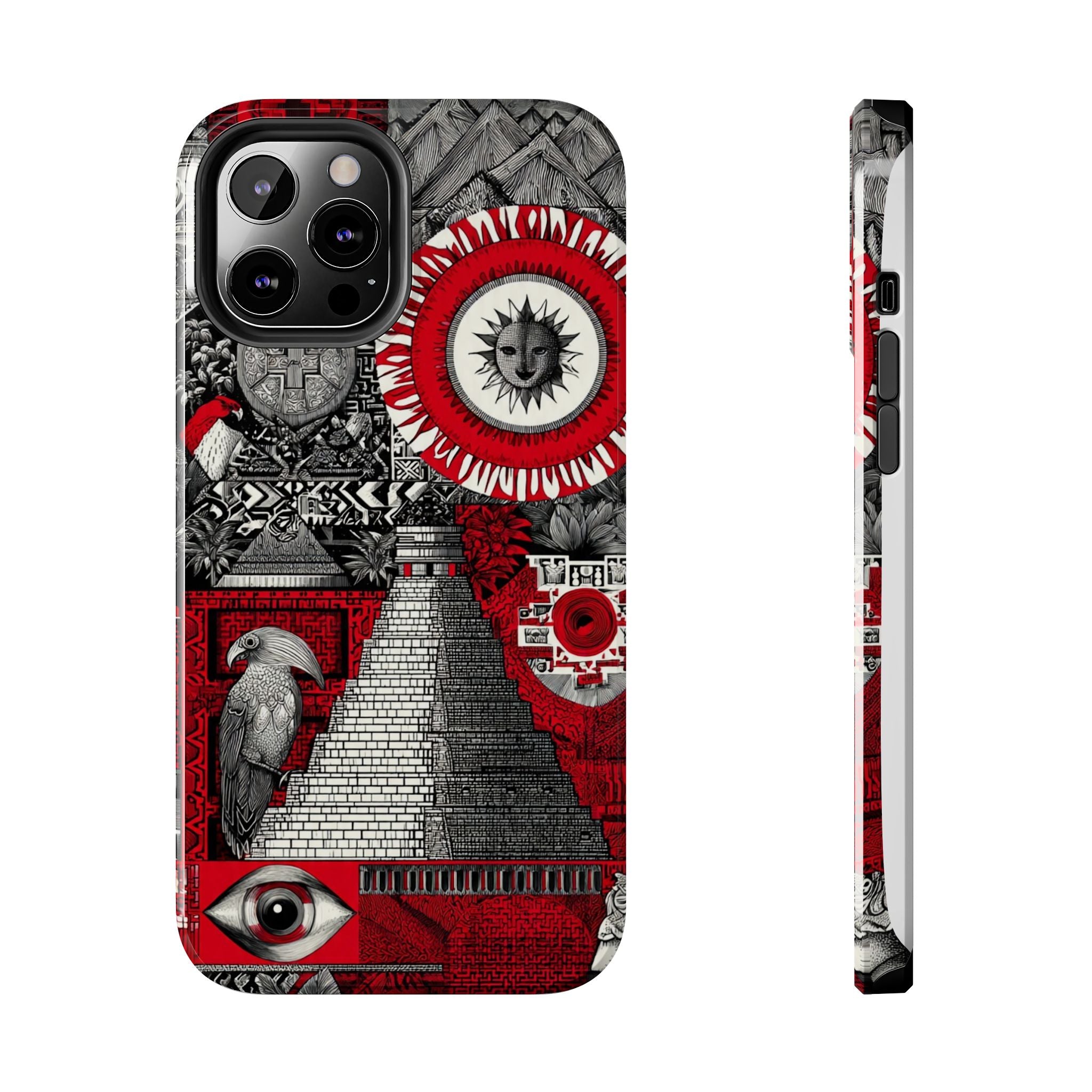 Tough Phone Case — Red Inca Pyramid Collage (Sun & Raven)