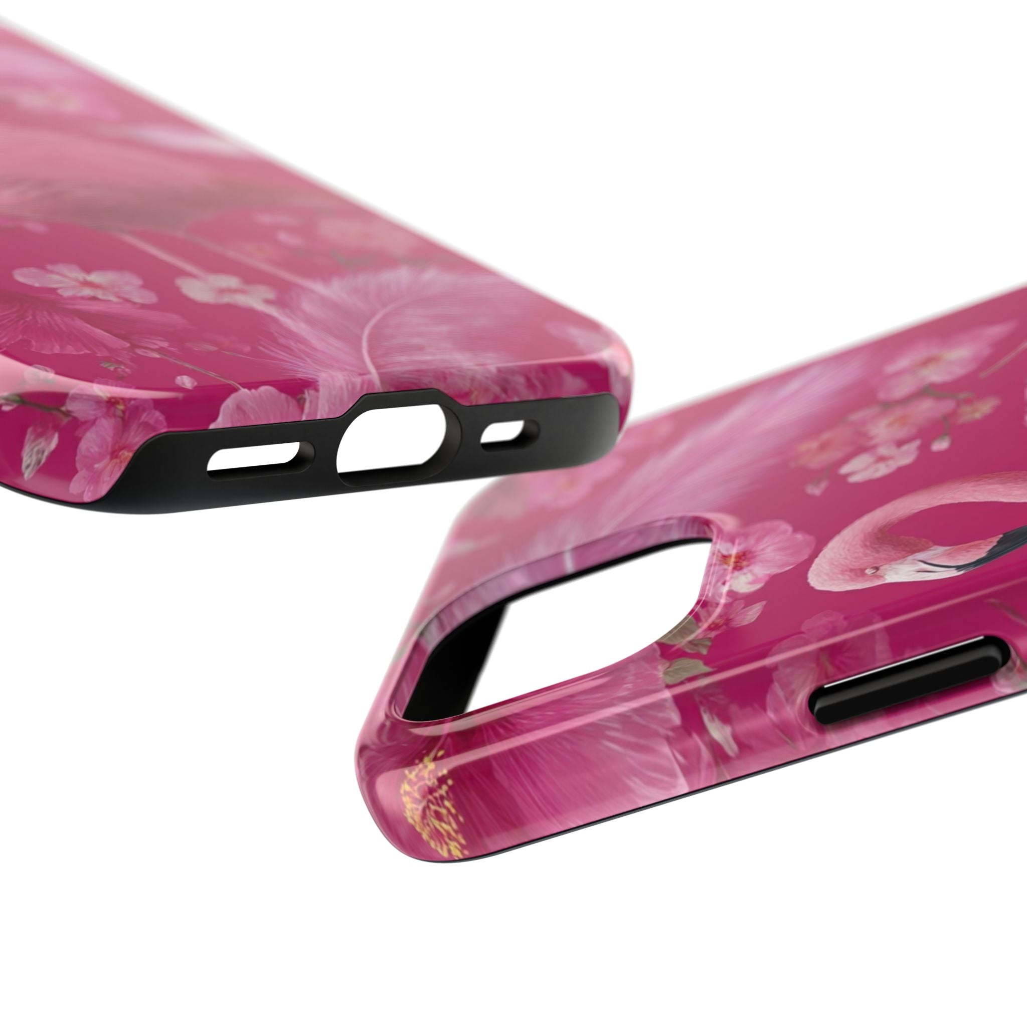 Flamingo Floral Tough Phone Case — Pink Tropical Feather Design