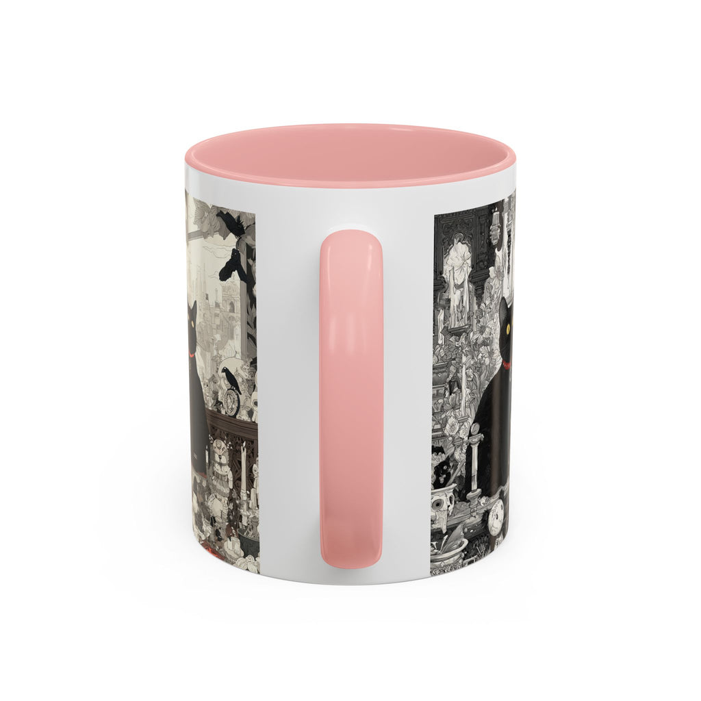 Black Cat Vintage Street Art Coffee Mug — 11/15oz Accent Ceramic