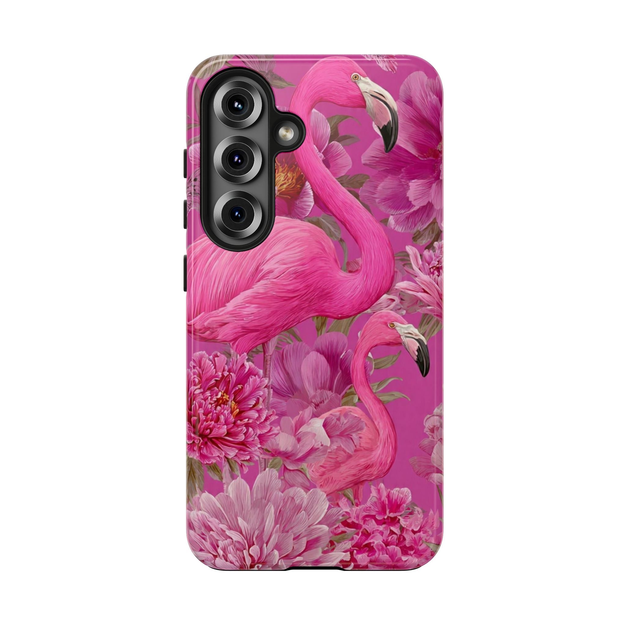 Pink Flamingo Floral Tough Phone Case — Protective iPhone Cover
