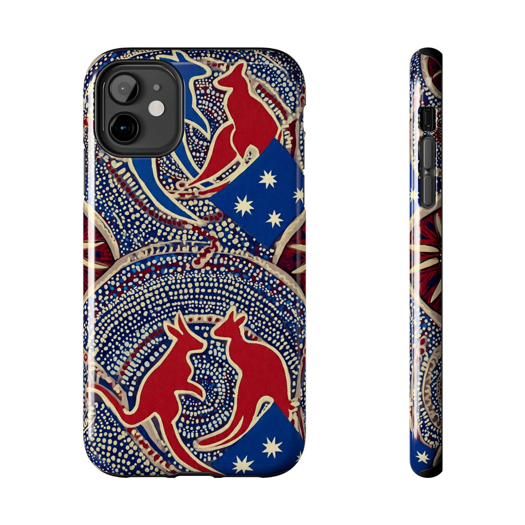 Australian Aboriginal Style Kangaroo Tough Phone Case — Patriotic Dot Art Phone Cover