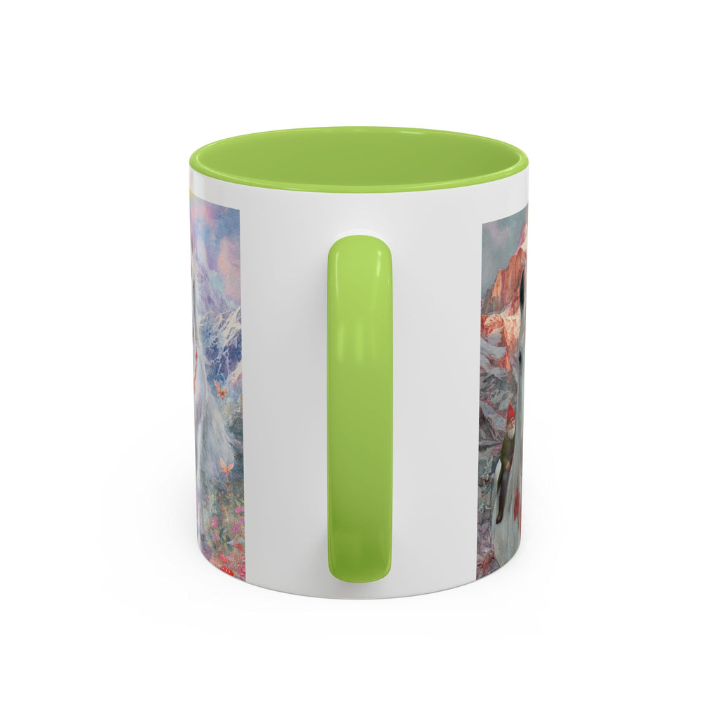 Unicorn Heart Rainbow Accent Coffee Mug — Magical White Unicorn with Heart Garland (11/15oz)