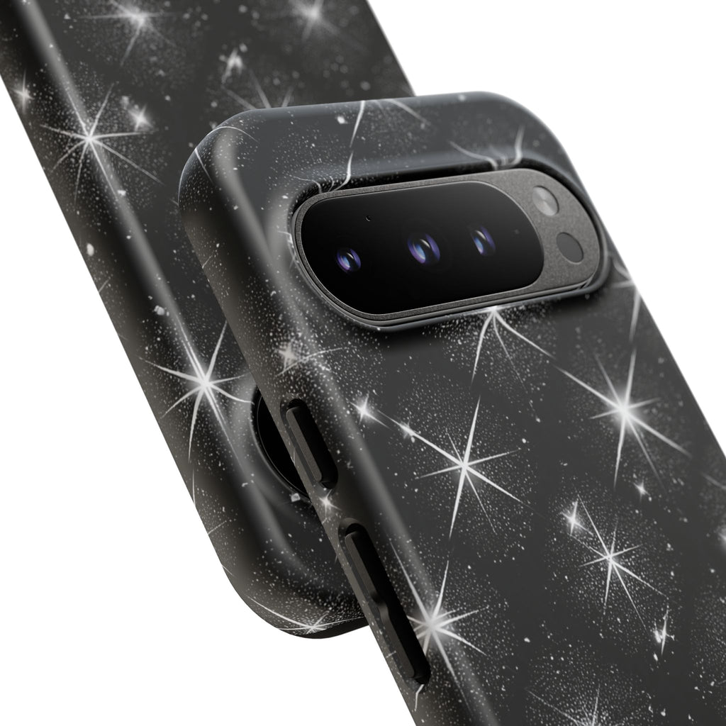 Galaxy Sparkle Tough Phone Case — Black Starfield Protective Cover