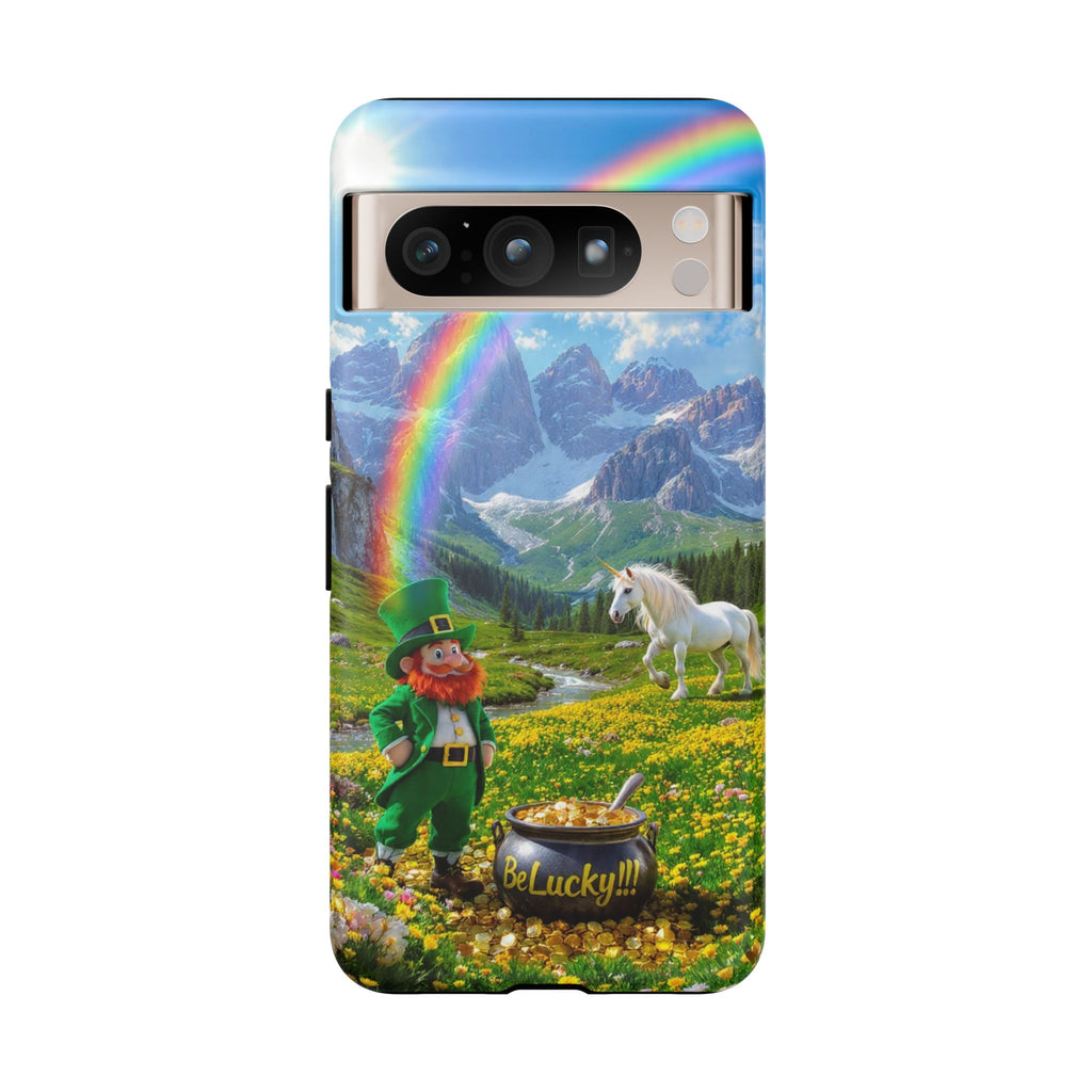 Lucky Leprechaun & Unicorn Phone Case — Rainbow Pot of Gold Protective Cover