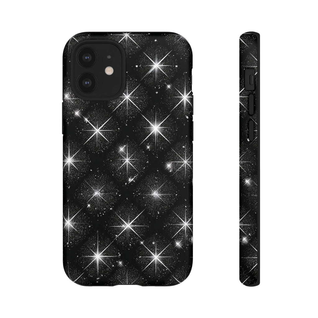 Galaxy Sparkle Tough Phone Case — Black Starfield Protective Cover