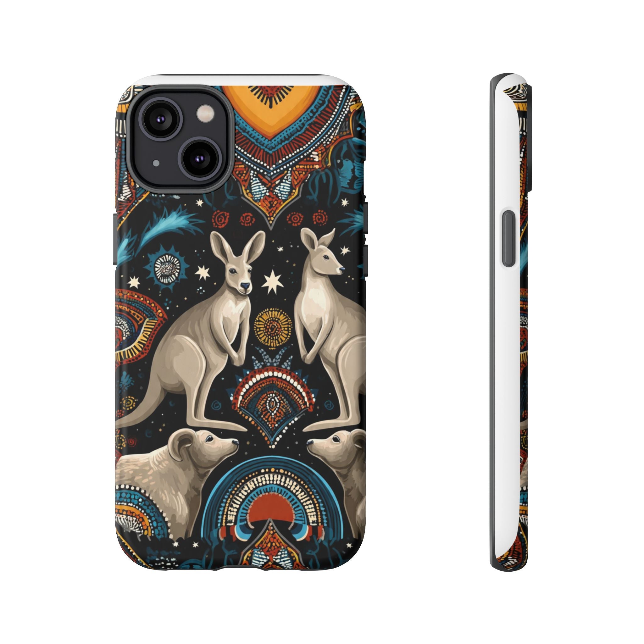 Kangaroo & Boomerang Tough Phone Case — Australian Wildlife Pattern