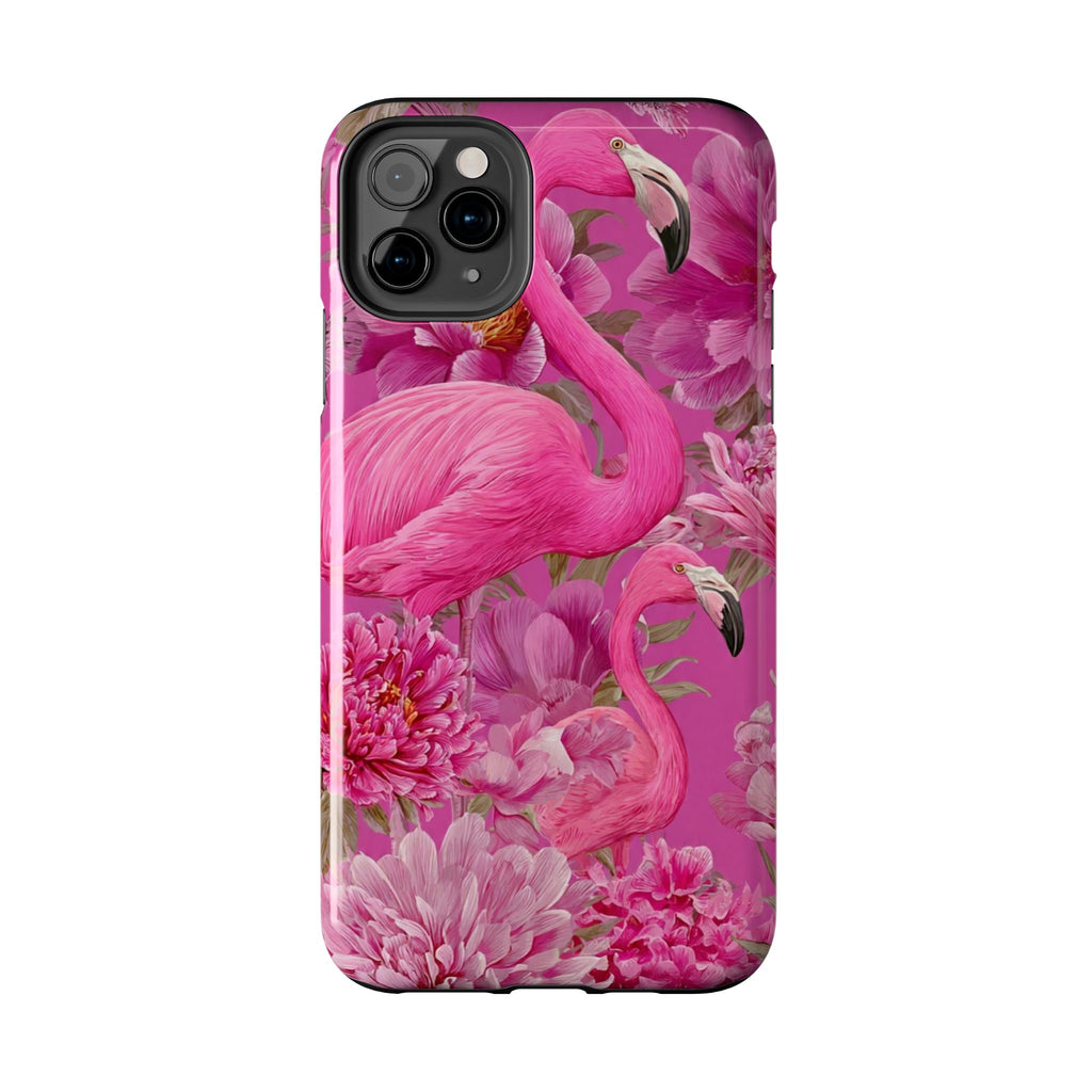 Pink Flamingo Floral Tough Phone Case — Protective iPhone Cover