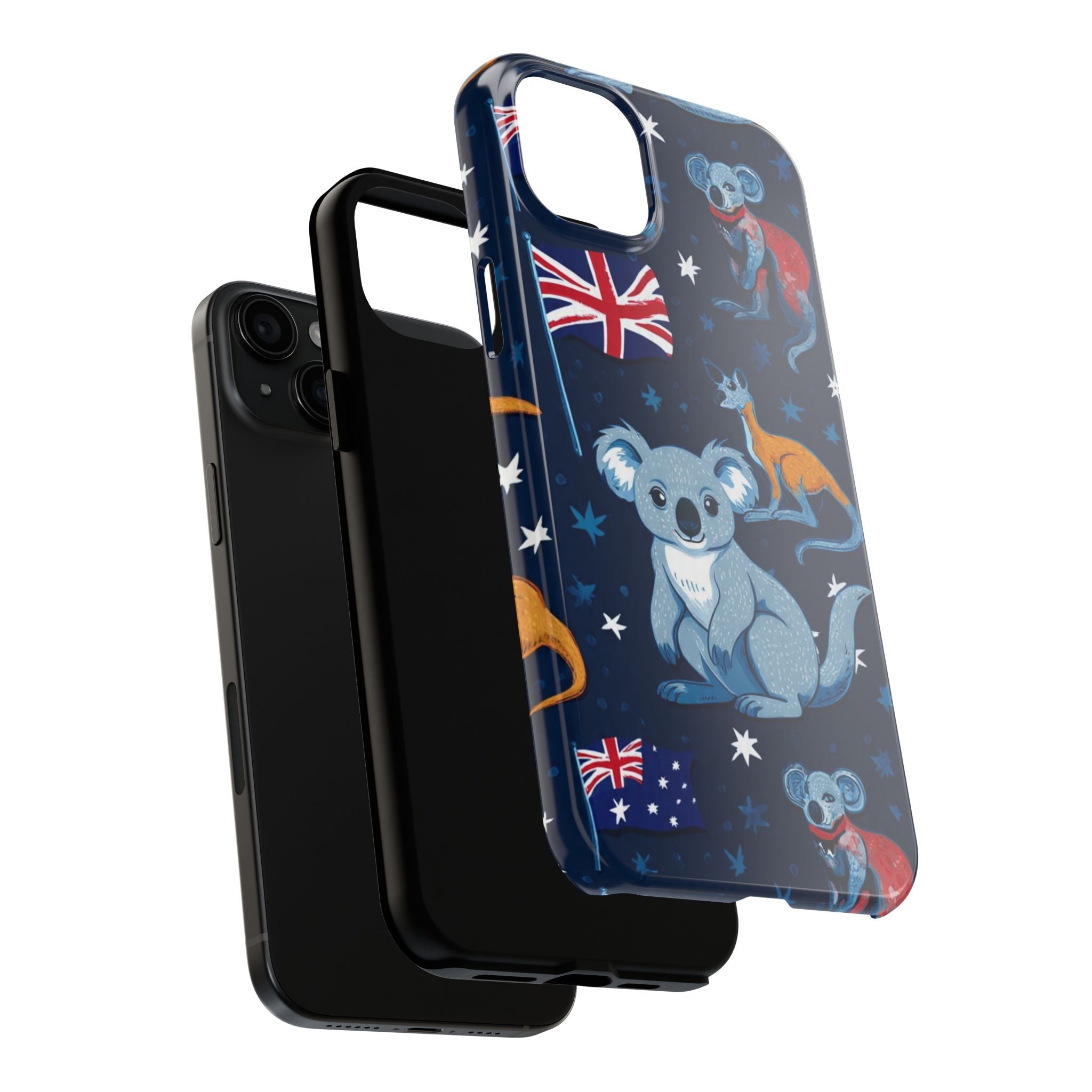 Australian Wildlife Tough Phone Case — Koala & Kangaroo Flag Design