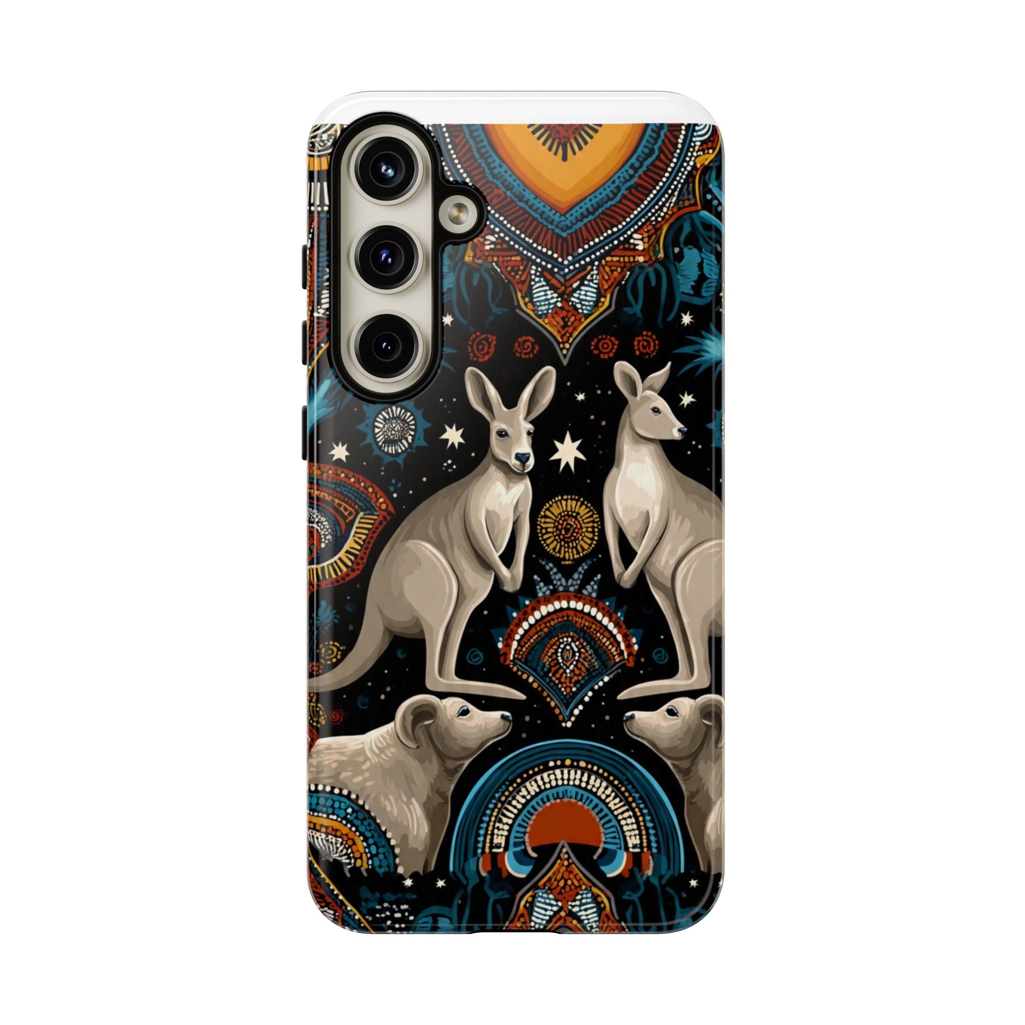Kangaroo & Boomerang Tough Phone Case — Australian Wildlife Pattern