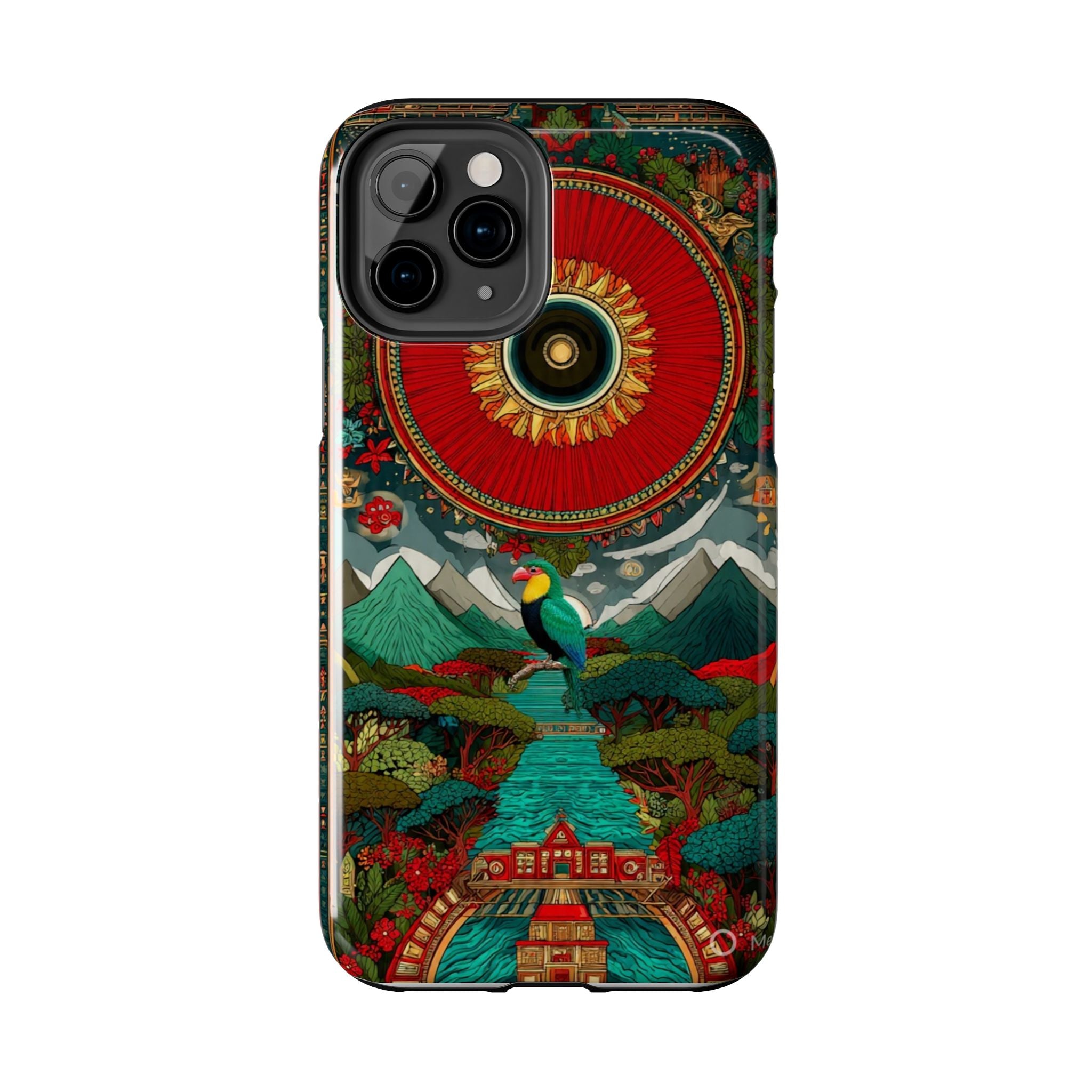 Tough Phone Case — Vibrant Tropical Mountain Bird Design