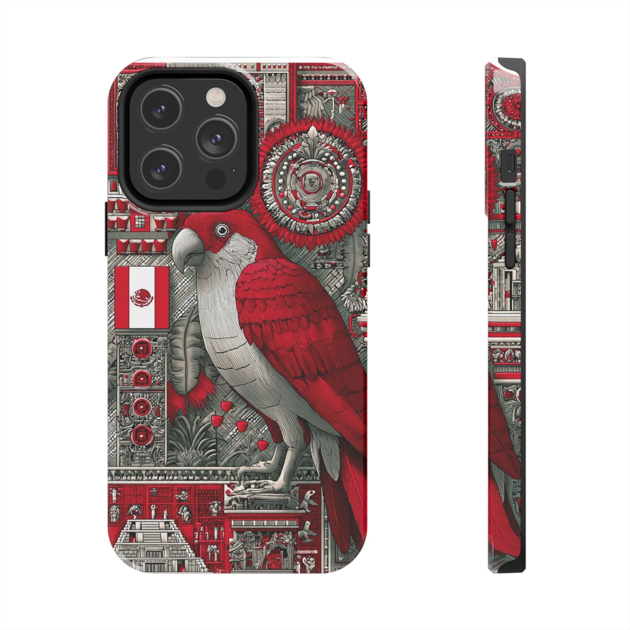 Tough Phone Case — Red Parrot Graphic Impact-Resistant Phone Cover