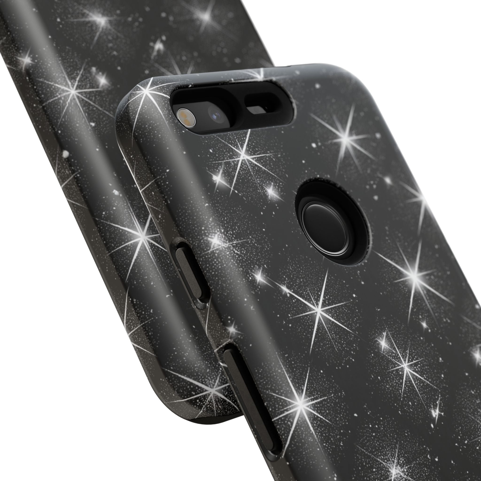 Galaxy Sparkle Tough Phone Case — Black Starfield Protective Cover