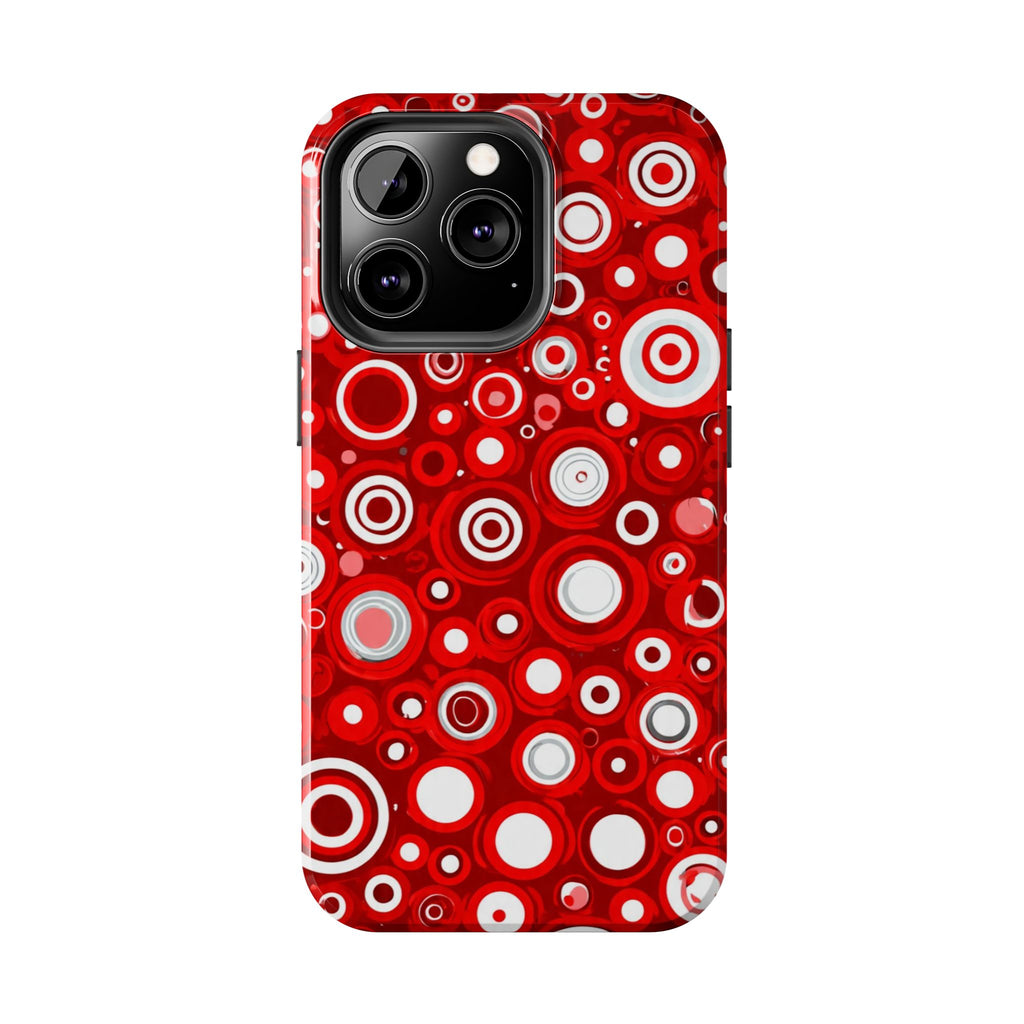 Red Retro Circles Tough Phone Case — Durable Shockproof Protective Cover