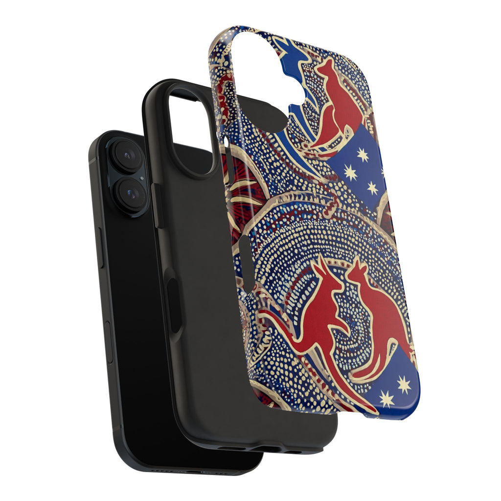 Australian Aboriginal Style Kangaroo Tough Phone Case — Patriotic Dot Art Phone Cover