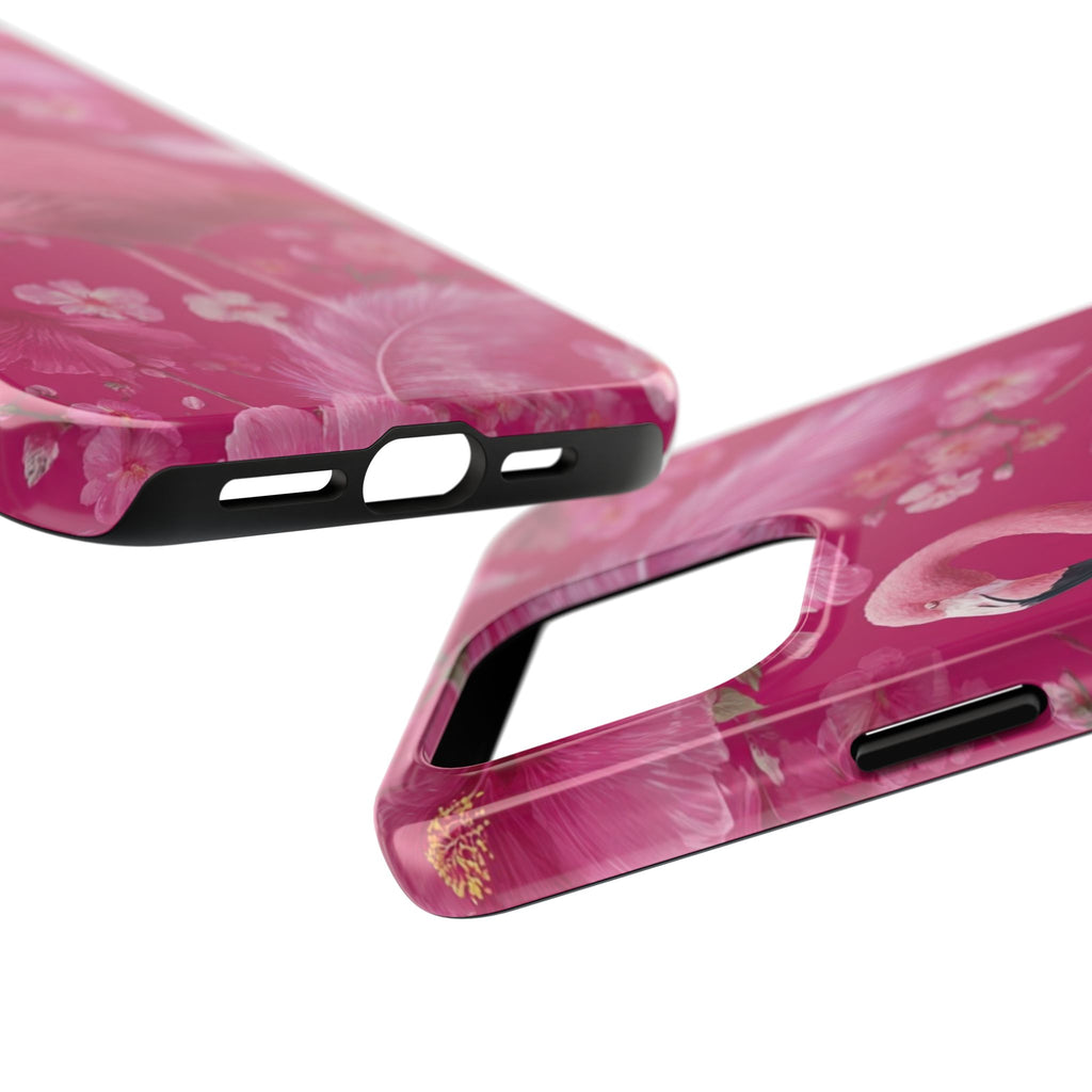Flamingo Floral Tough Phone Case — Pink Tropical Feather Design