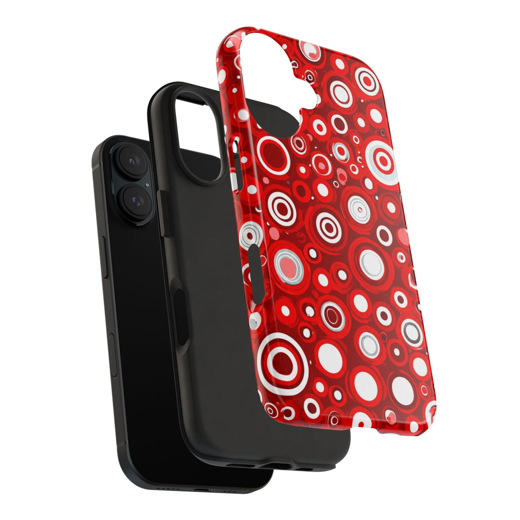 Red Retro Circles Tough Phone Case — Durable Shockproof Protective Cover