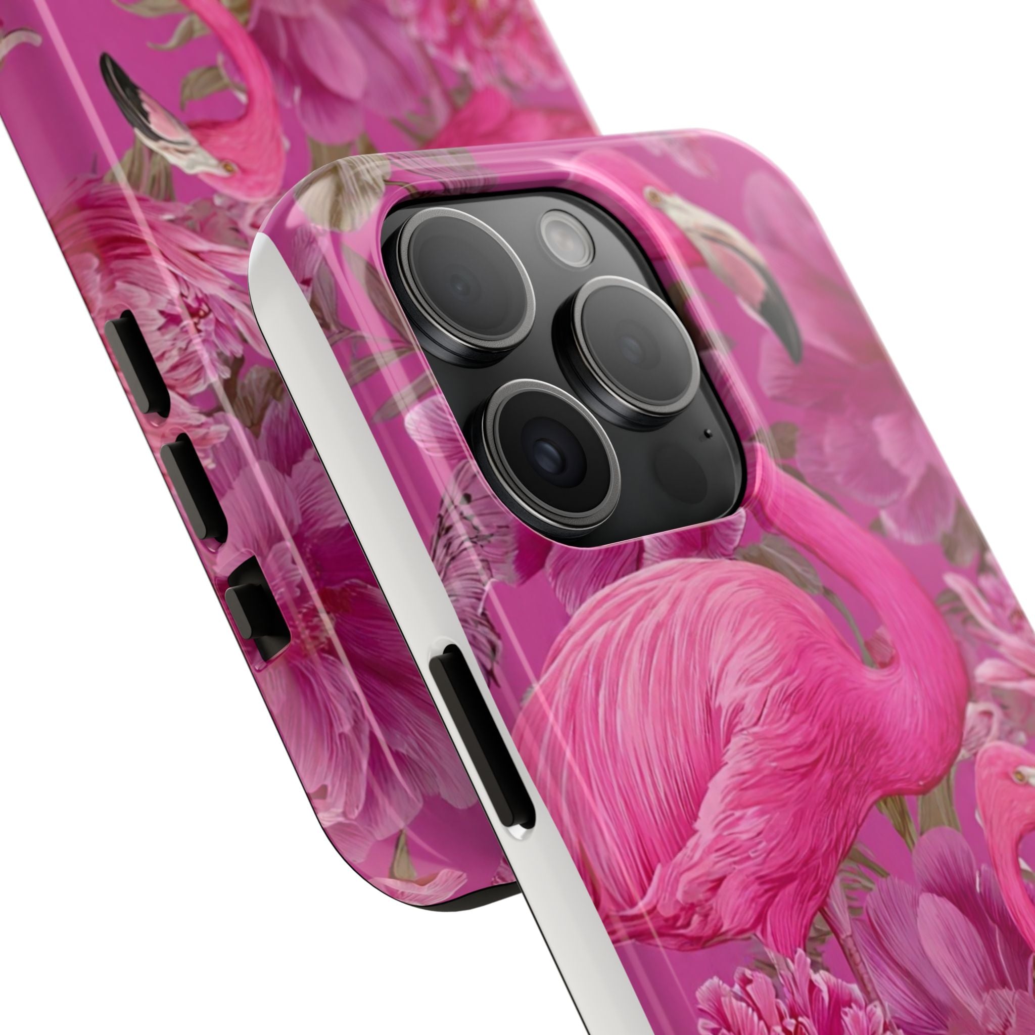 Pink Flamingo Floral Tough Phone Case — Protective iPhone Cover
