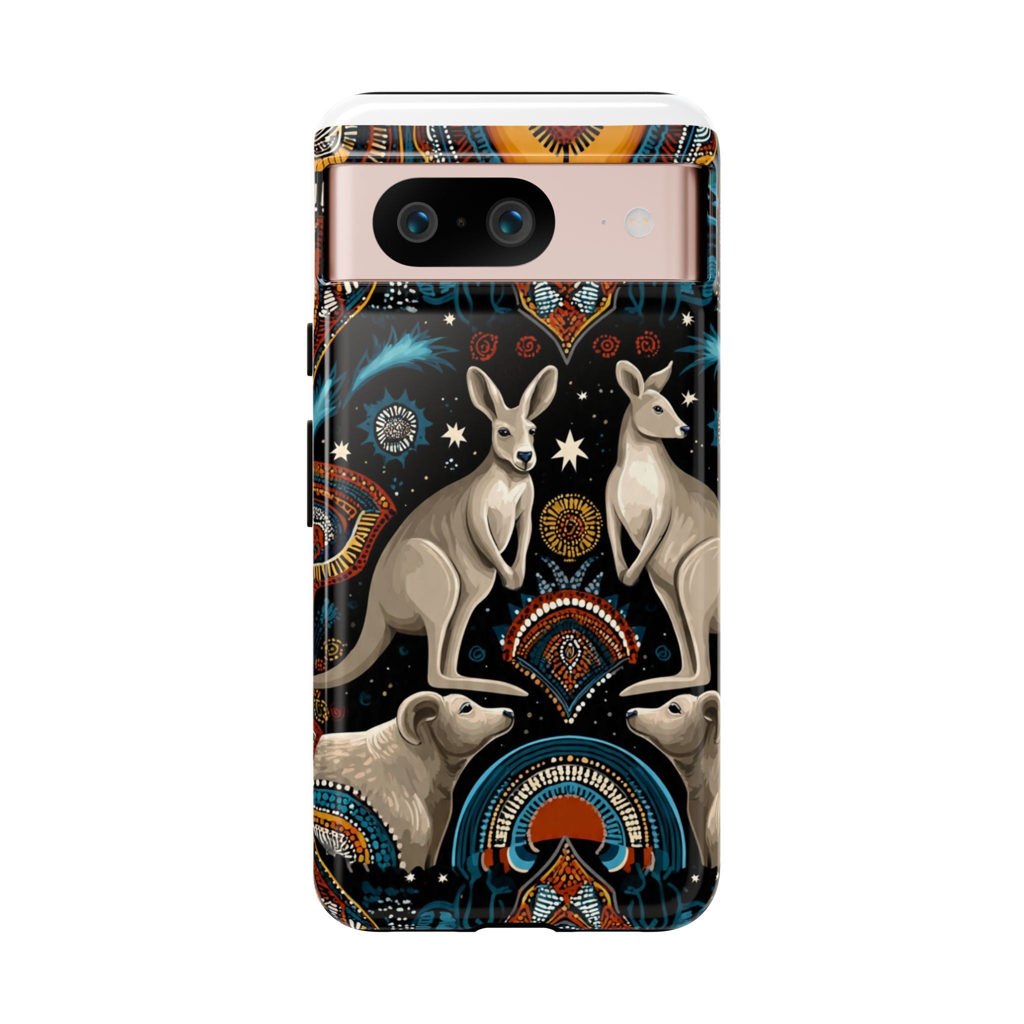 Kangaroo & Boomerang Tough Phone Case — Australian Wildlife Pattern