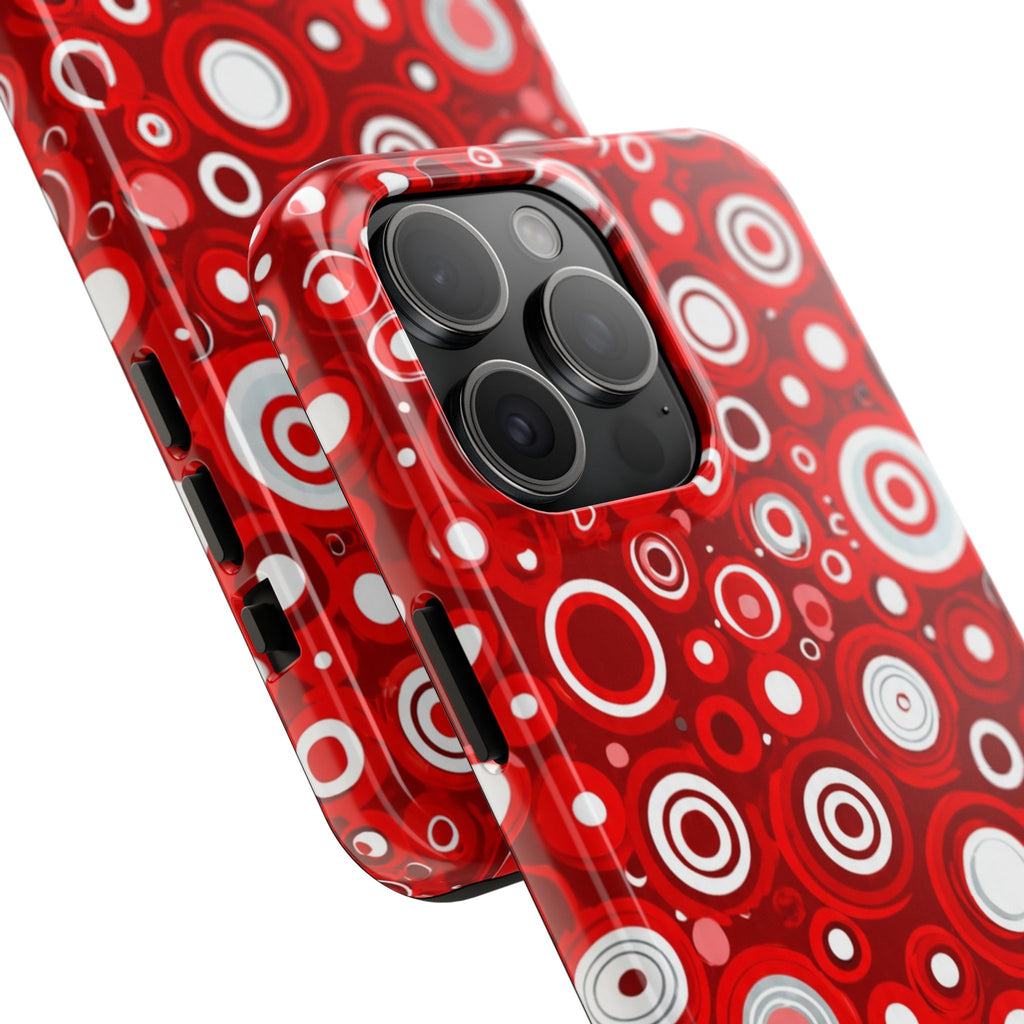 Red Retro Circles Tough Phone Case — Durable Shockproof Protective Cover