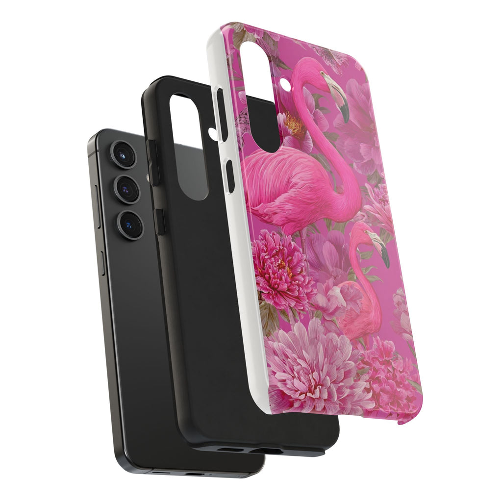 Pink Flamingo Floral Tough Phone Case — Protective iPhone Cover