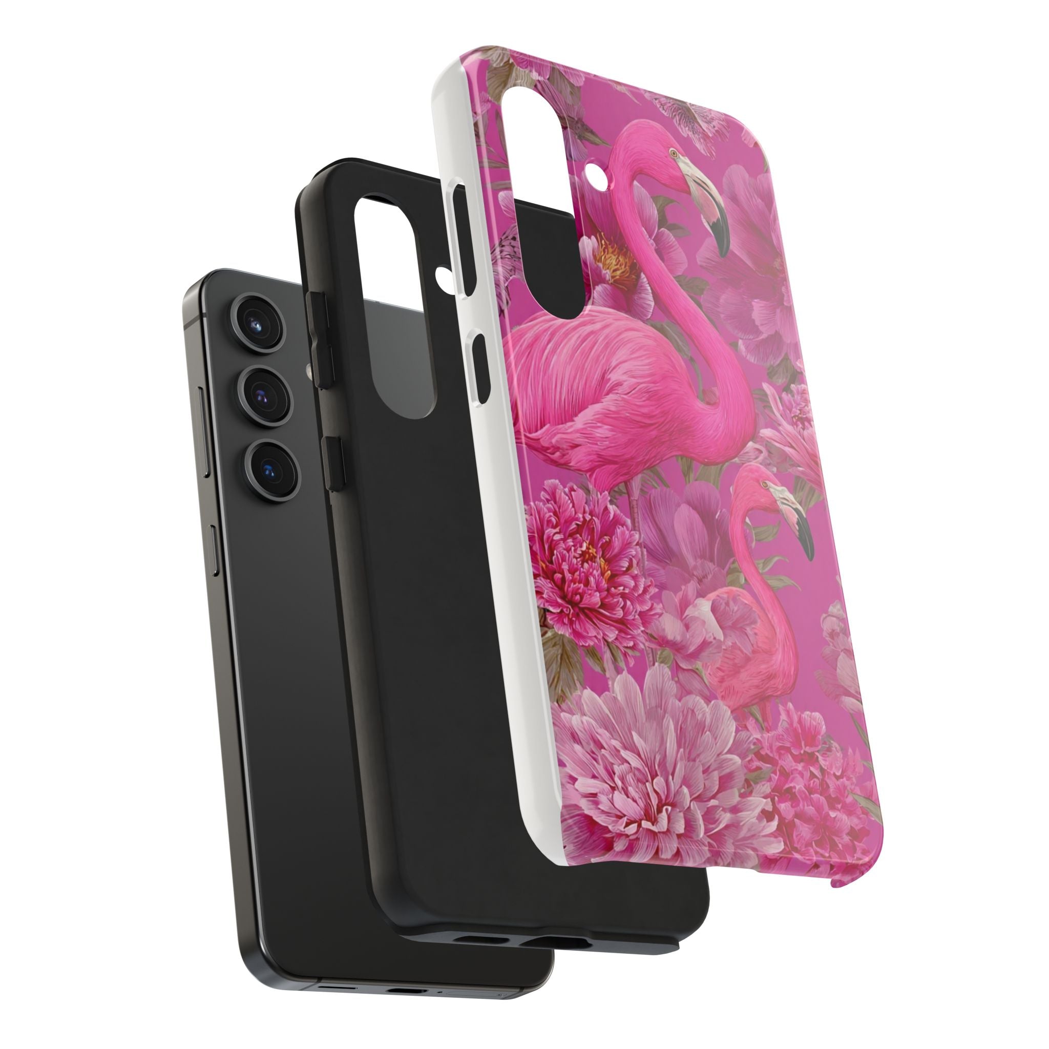 Pink Flamingo Floral Tough Phone Case — Protective iPhone Cover