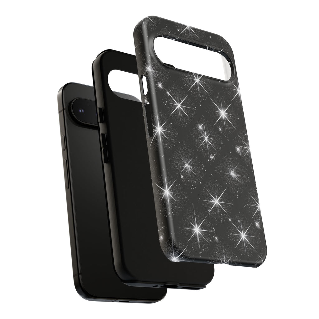 Galaxy Sparkle Tough Phone Case — Black Starfield Protective Cover