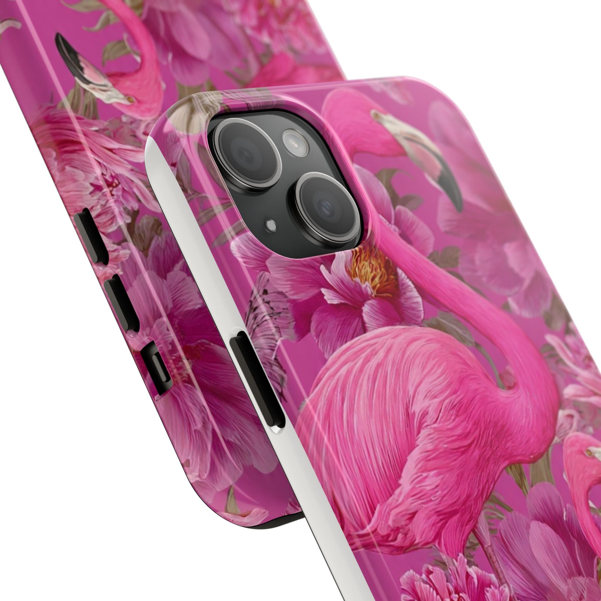 Pink Flamingo Floral Tough Phone Case — Protective iPhone Cover