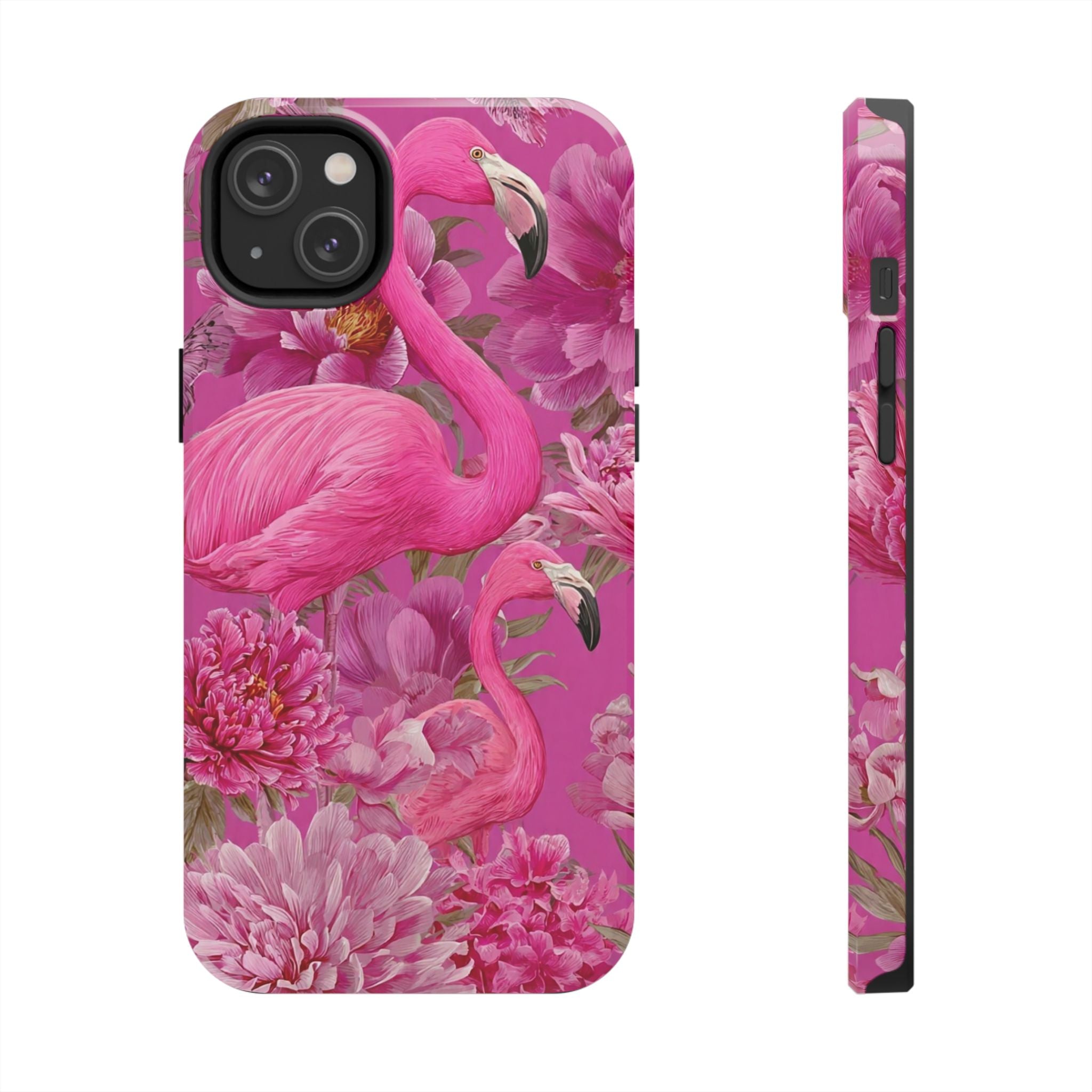 Pink Flamingo Floral Tough Phone Case — Protective iPhone Cover