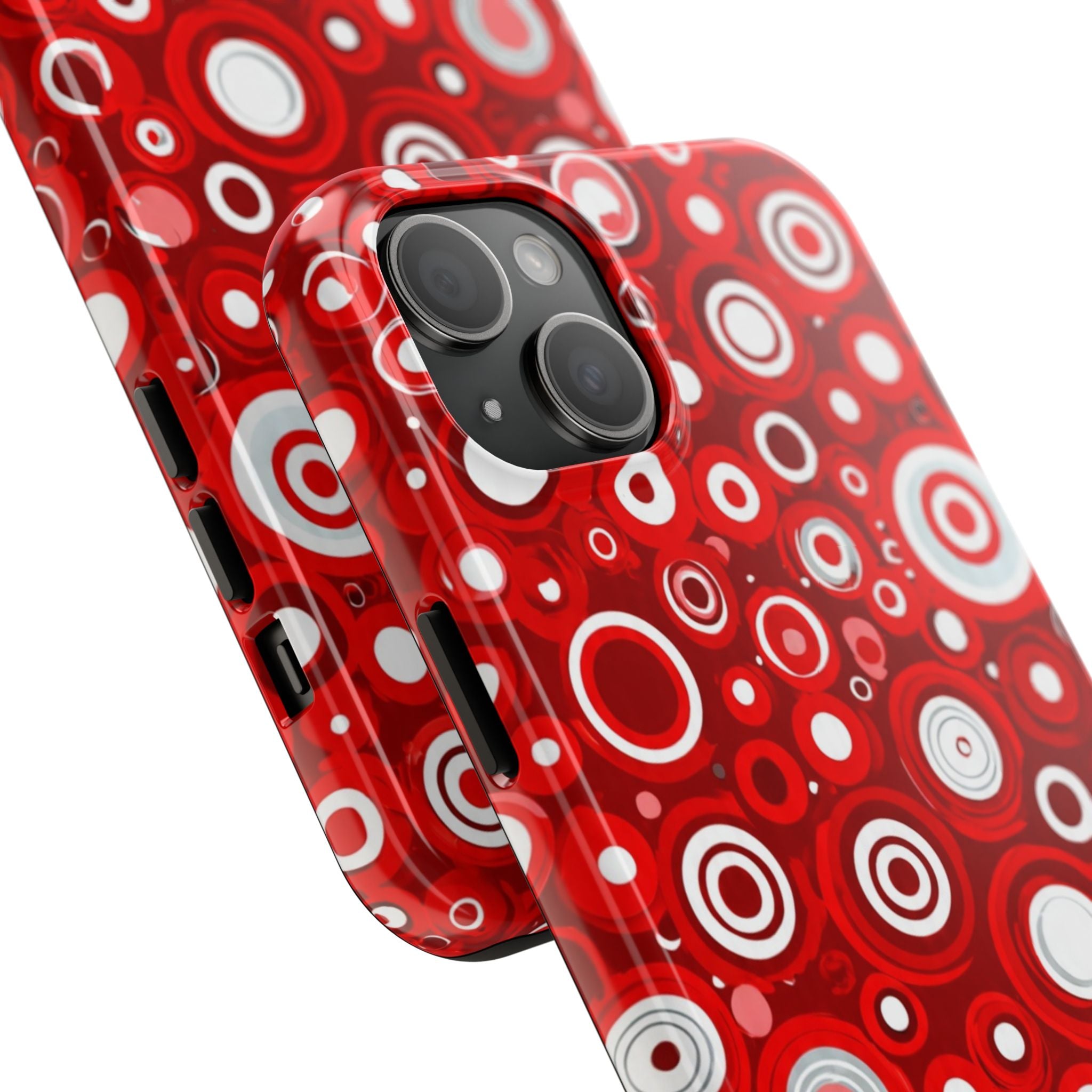 Red Retro Circles Tough Phone Case — Durable Shockproof Protective Cover