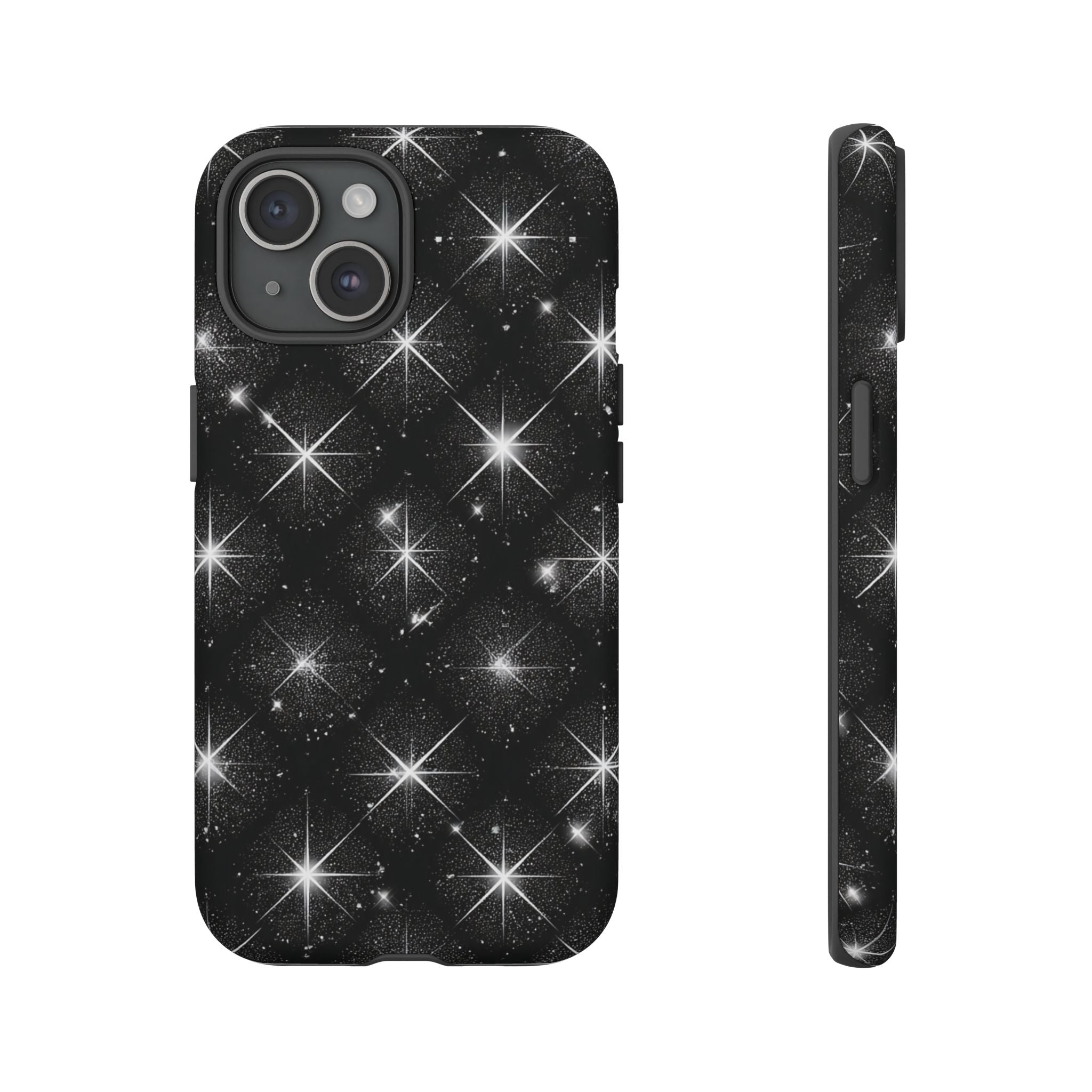 Galaxy Sparkle Tough Phone Case — Black Starfield Protective Cover