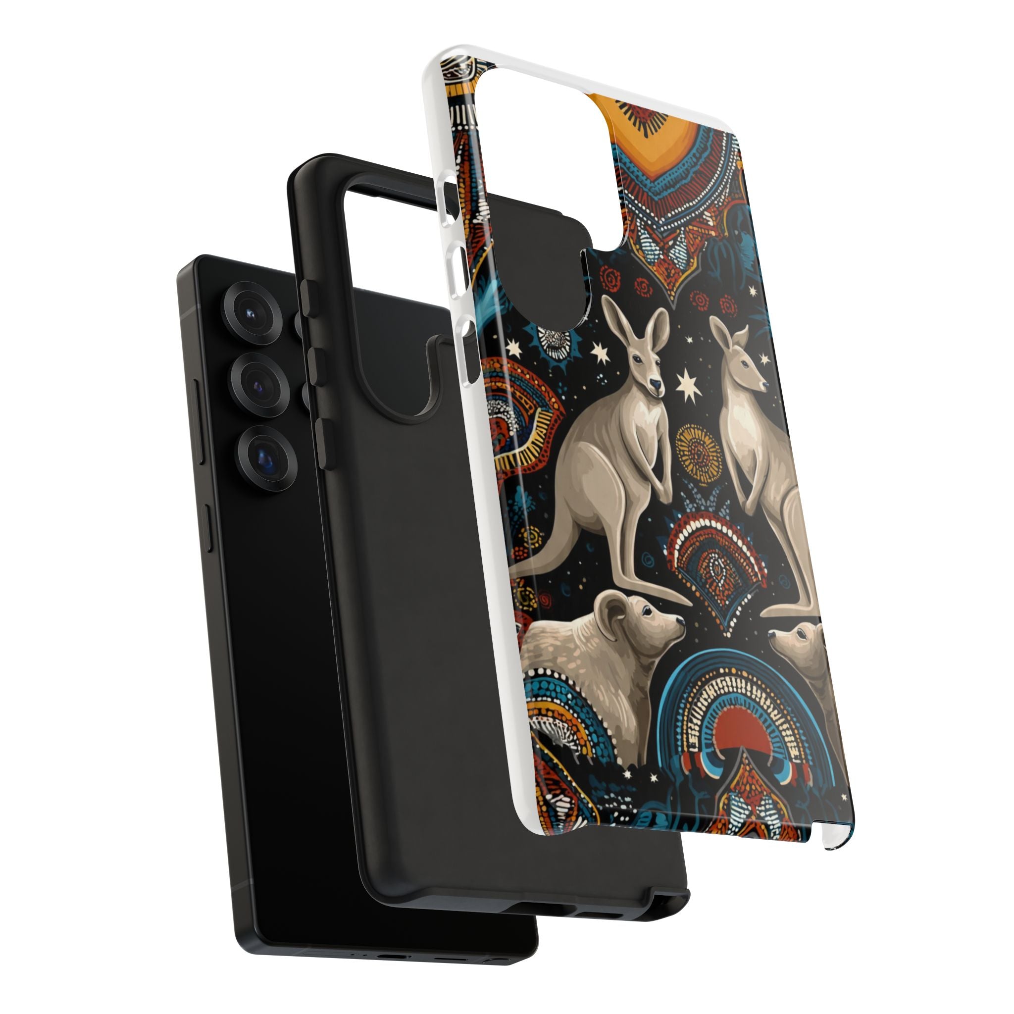 Kangaroo & Boomerang Tough Phone Case — Australian Wildlife Pattern