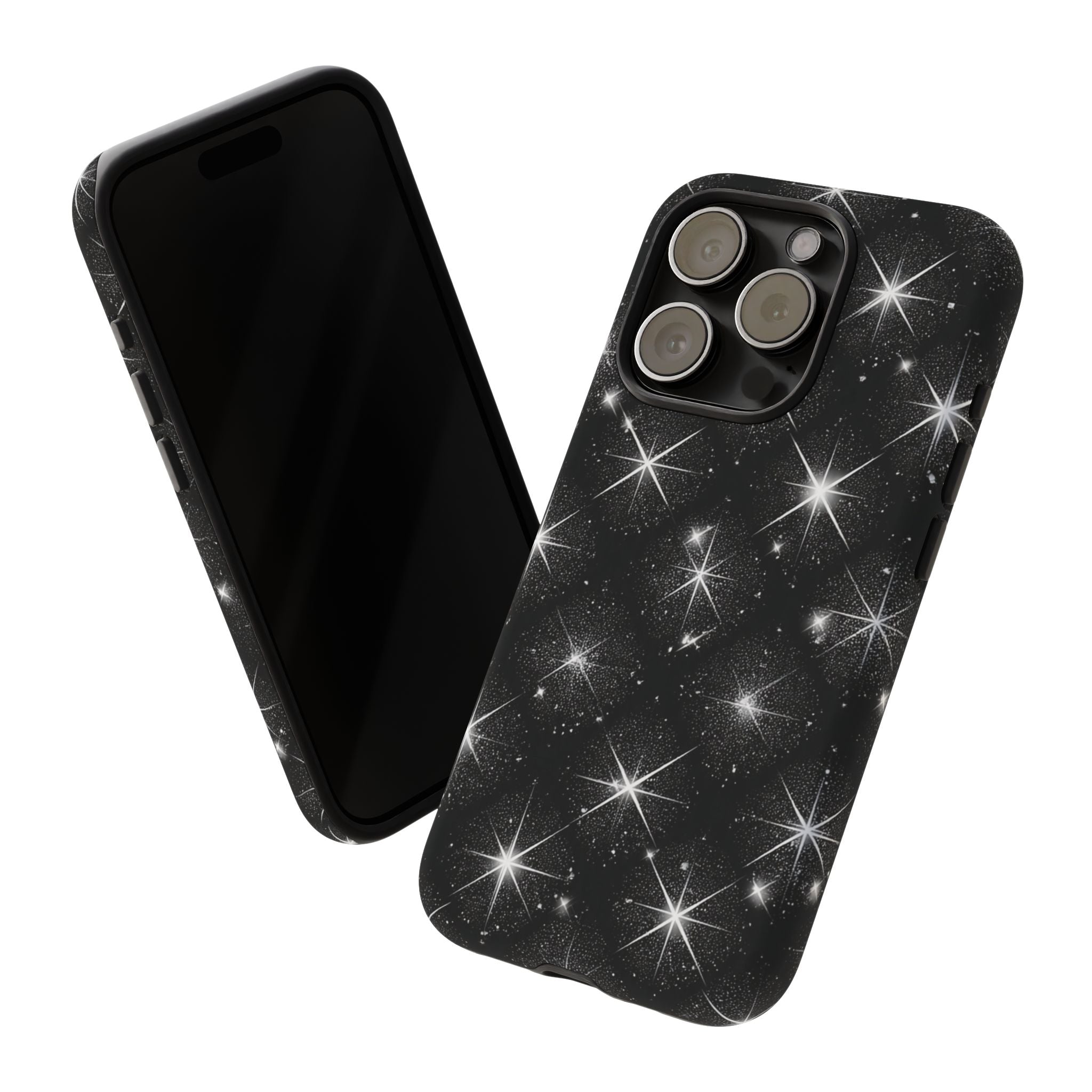 Galaxy Sparkle Tough Phone Case — Black Starfield Protective Cover