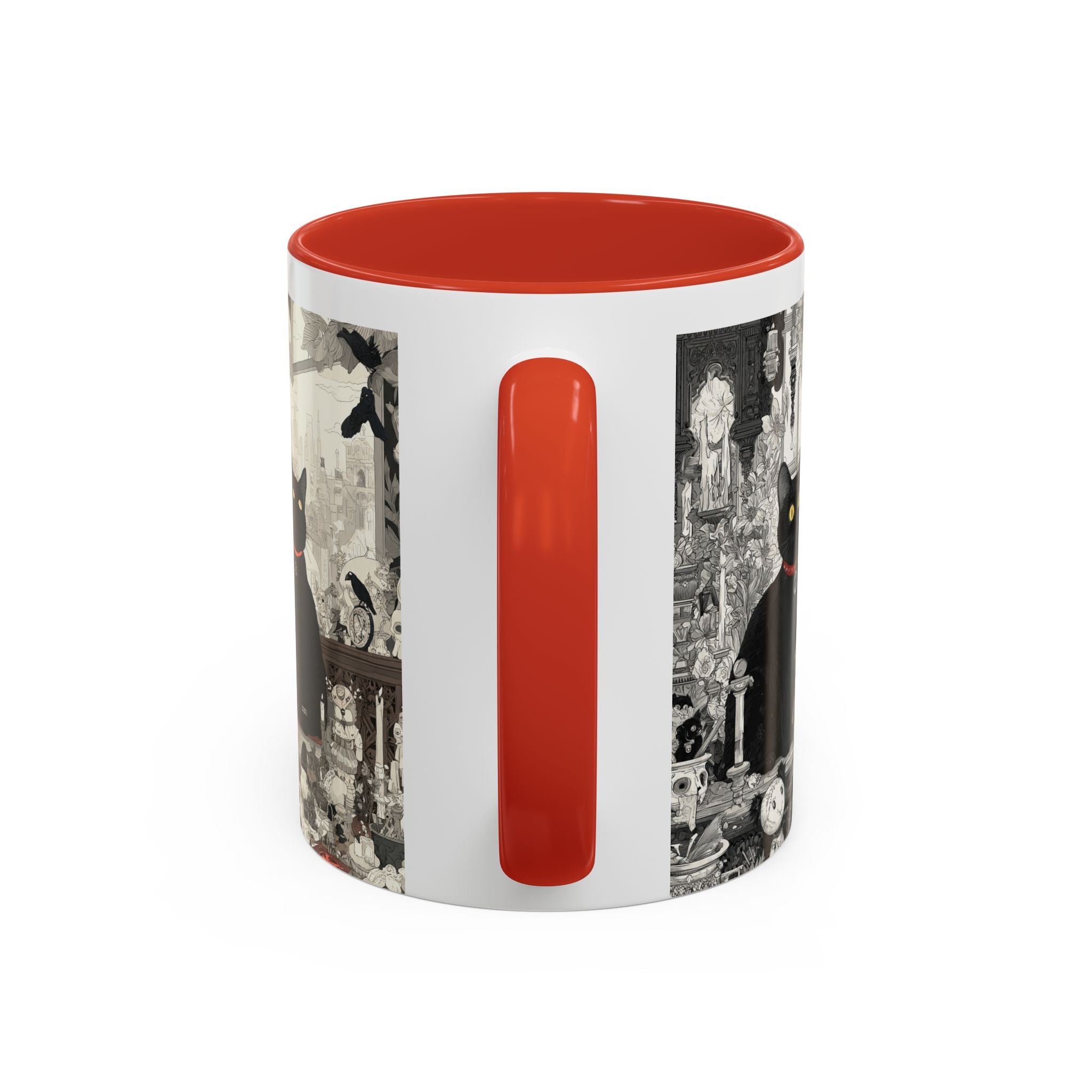 Black Cat Vintage Street Art Coffee Mug — 11/15oz Accent Ceramic